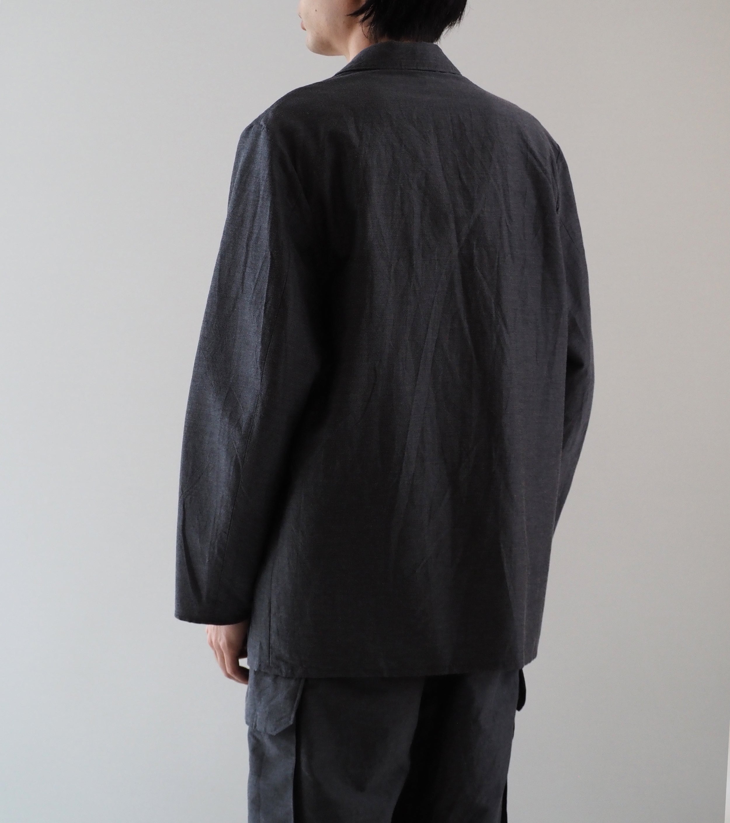 blurhms シルク ウール コットン ピークドラペル カーディガン ジャケット , Heather Grey