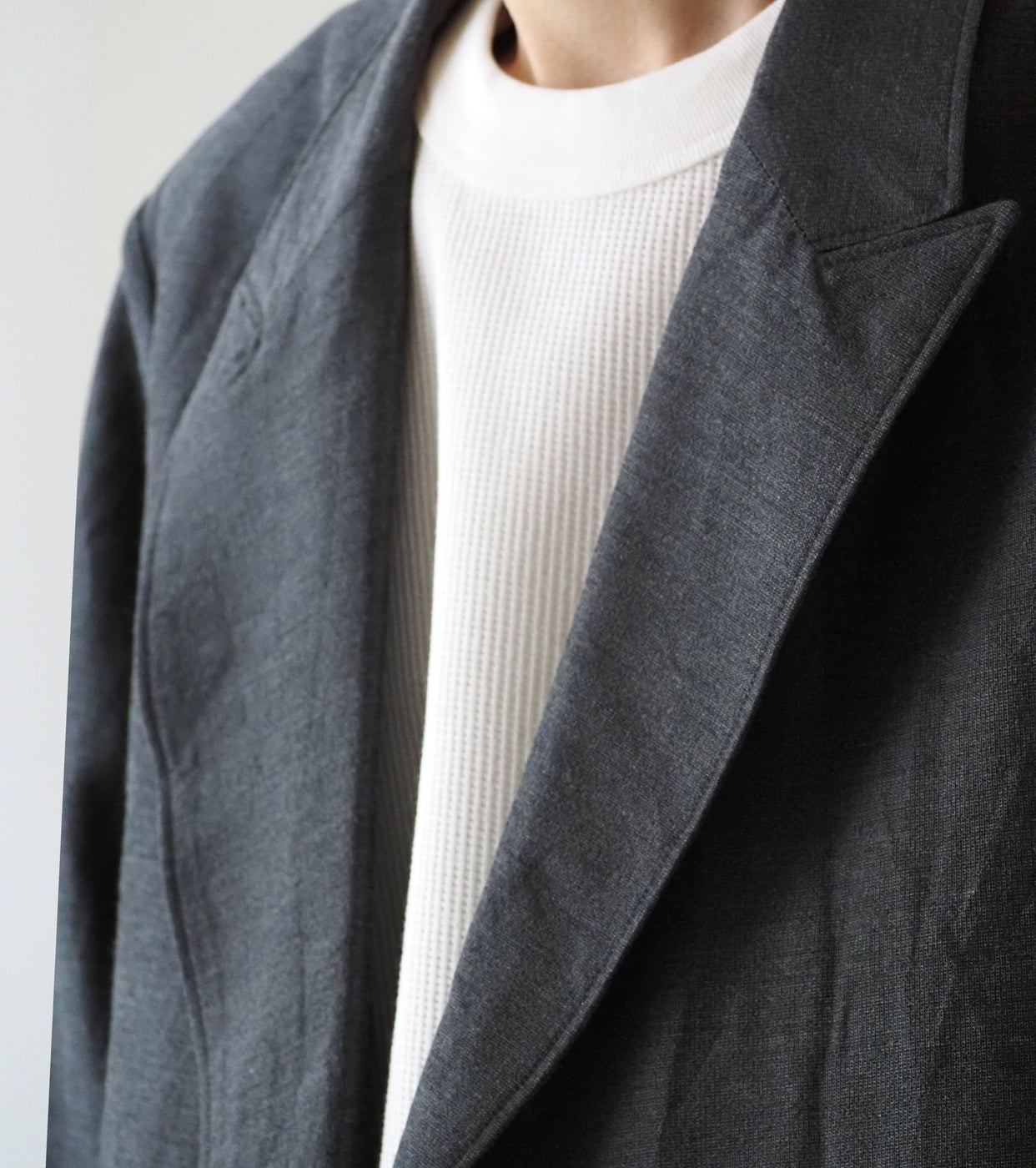 blurhms シルク ウール コットン ピークドラペル カーディガン ジャケット , Heather Grey