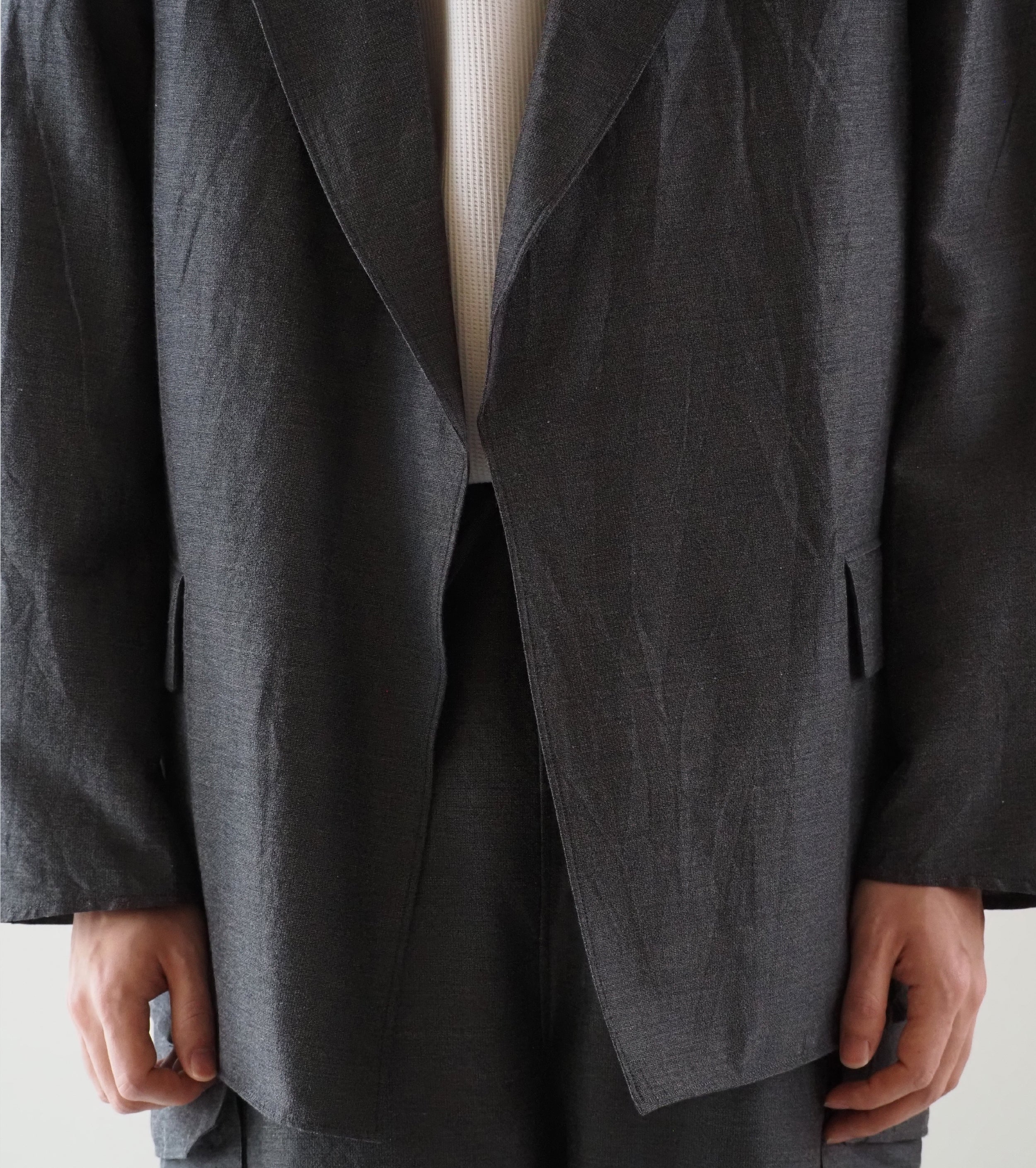 blurhms シルク ウール コットン ピークドラペル カーディガン ジャケット , Heather Grey