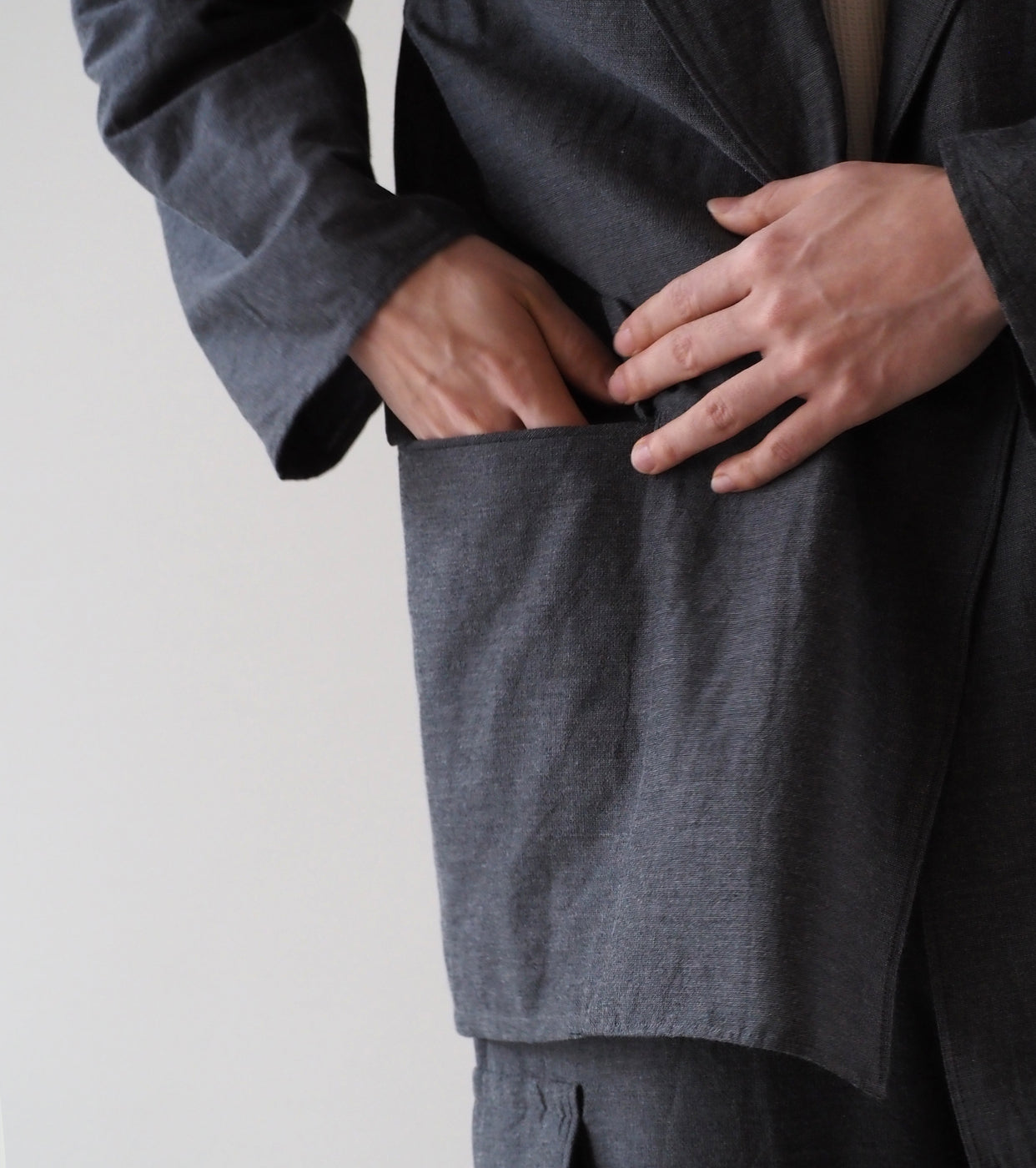 blurhms シルク ウール コットン ピークドラペル カーディガン ジャケット , Heather Grey