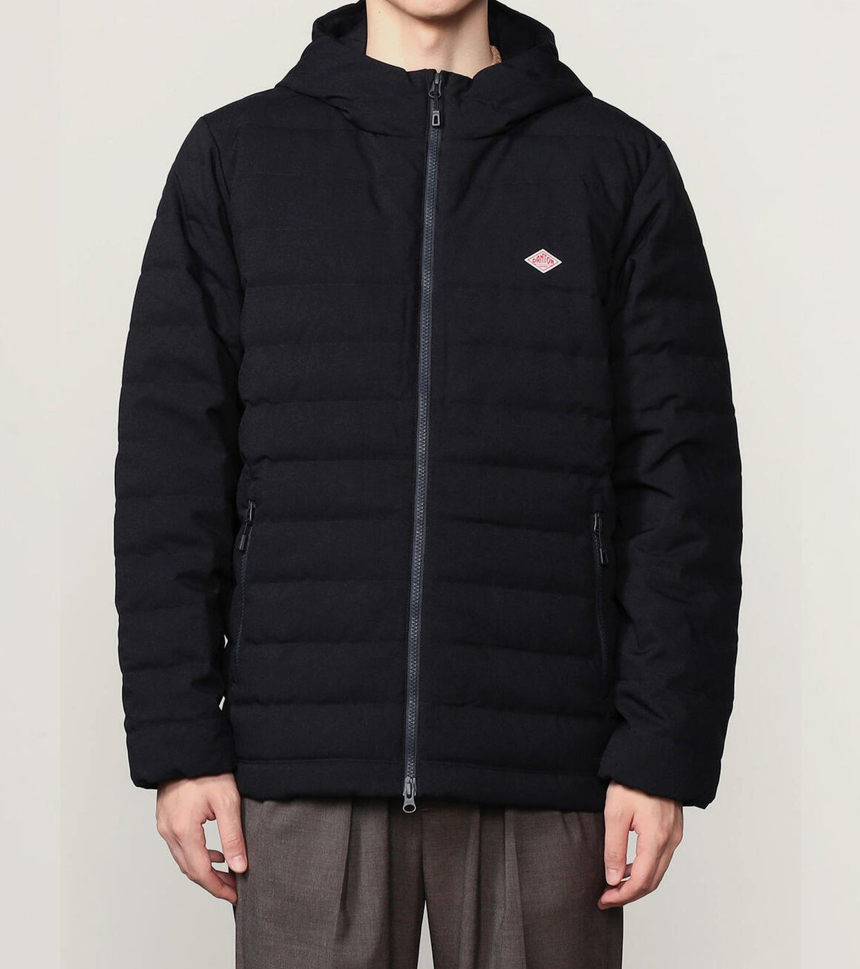 DANTON  Wool Like Polyester Middle Down Hooded Jacket , Navy