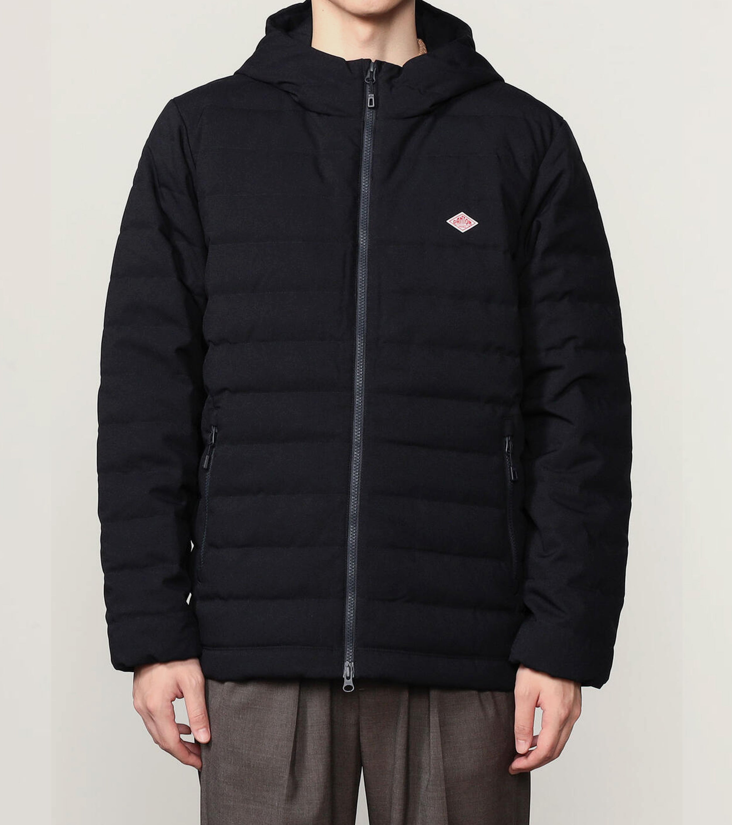 DANTON  Wool Like Polyester Middle Down Hooded Jacket , Navy