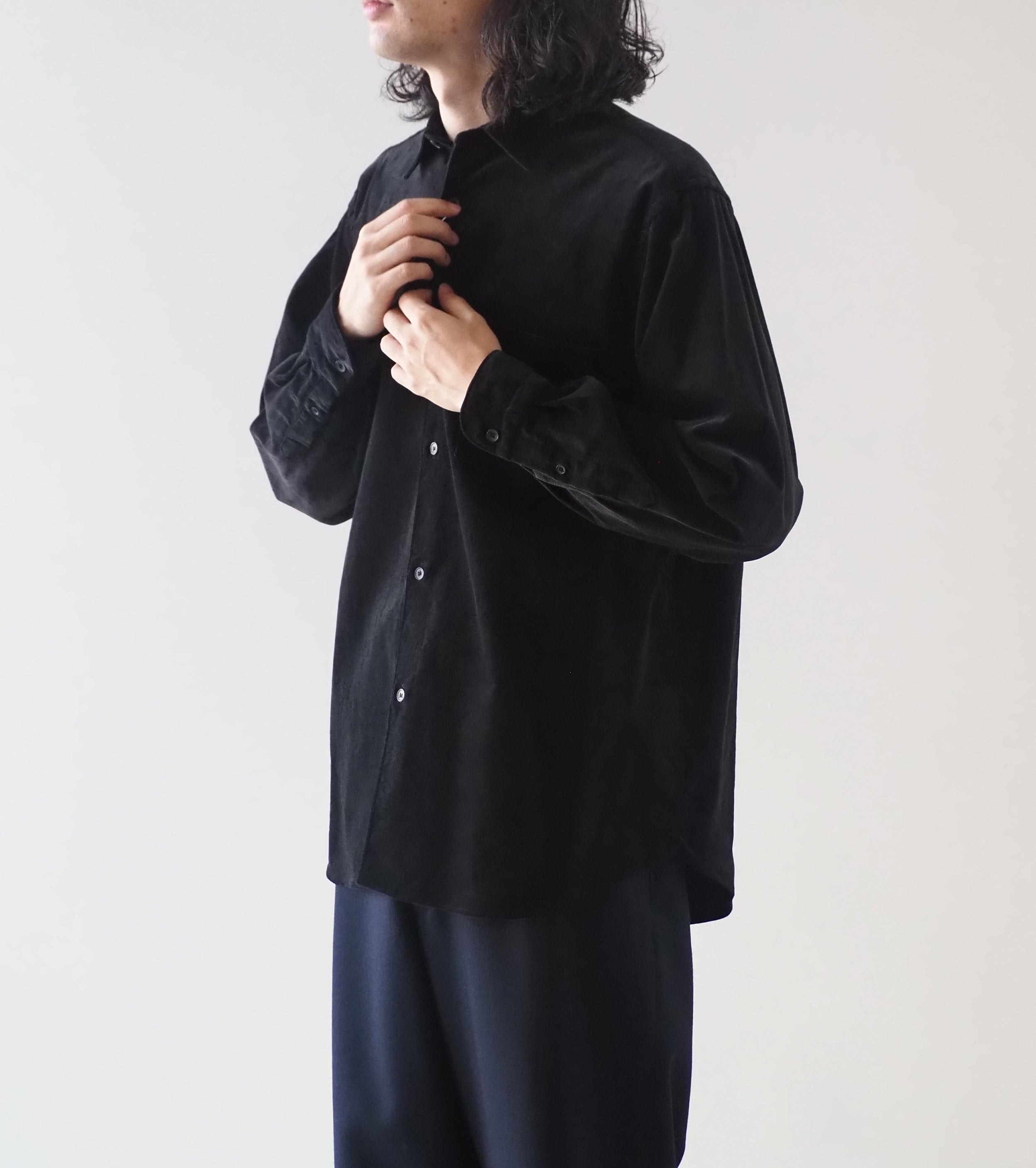 COMOLI Corduroy Comori shirt ,Black