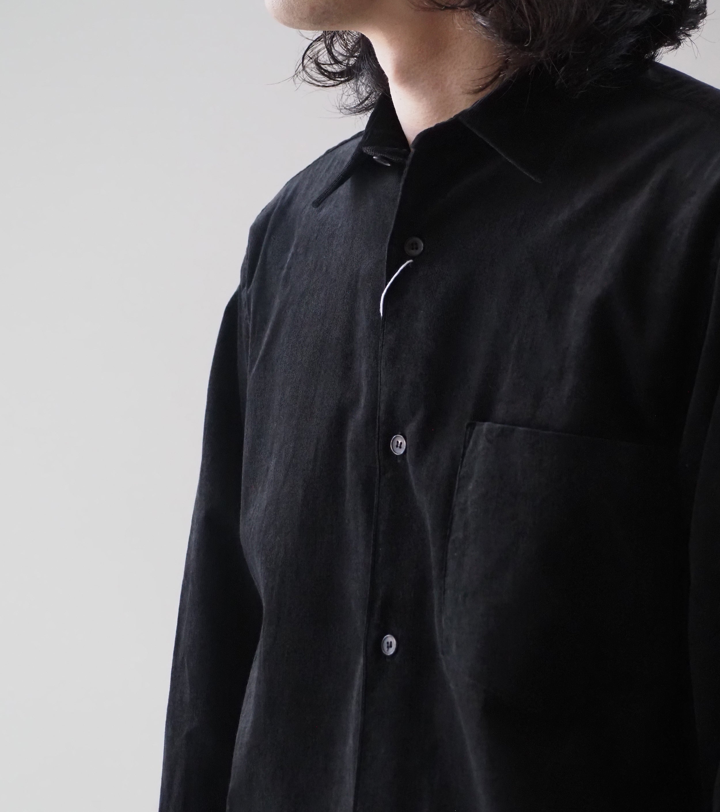 COMOLI Corduroy Comori shirt ,Black