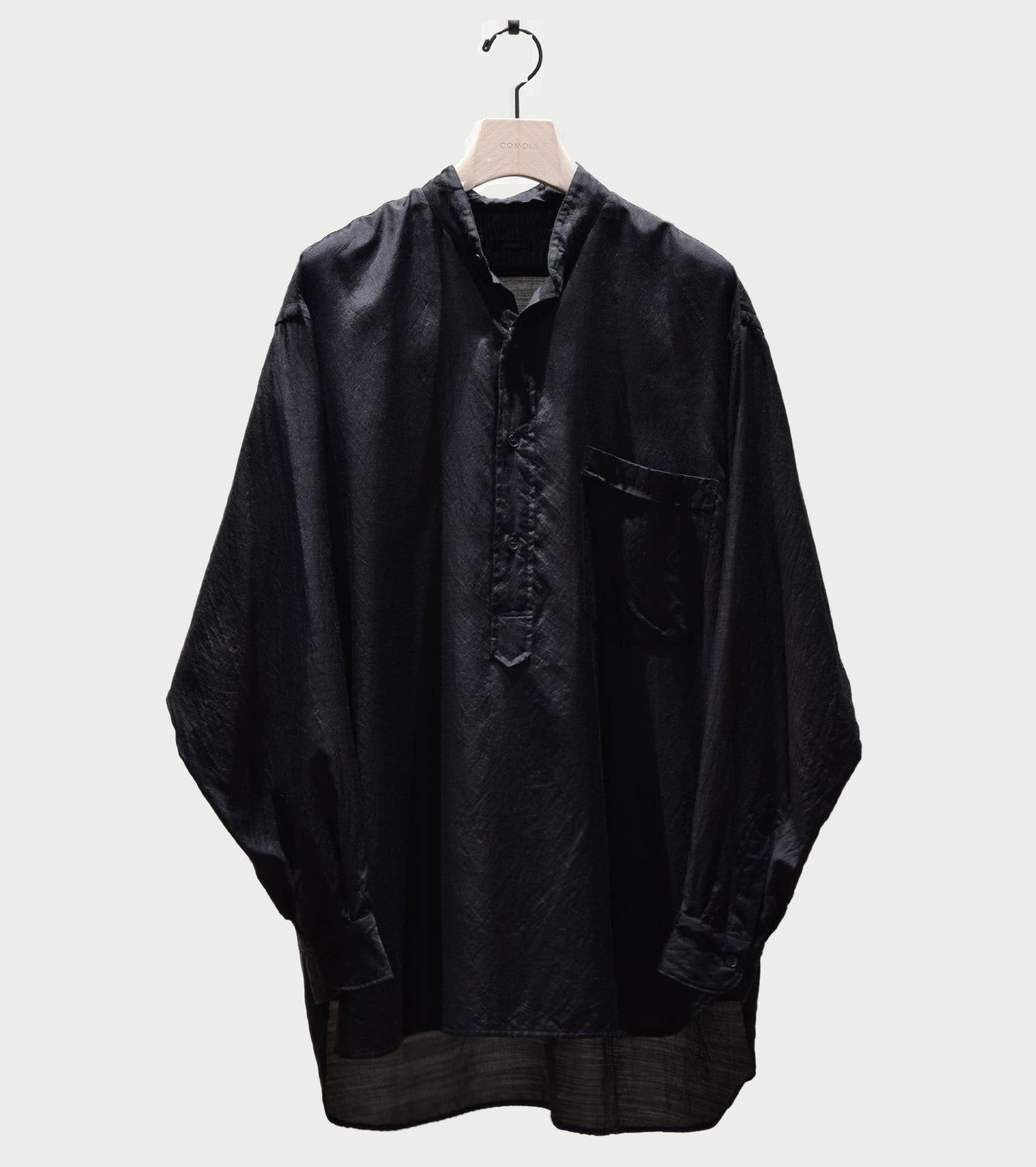 COMOLI ウール シルク プルオーバー シャツ, Charcoal