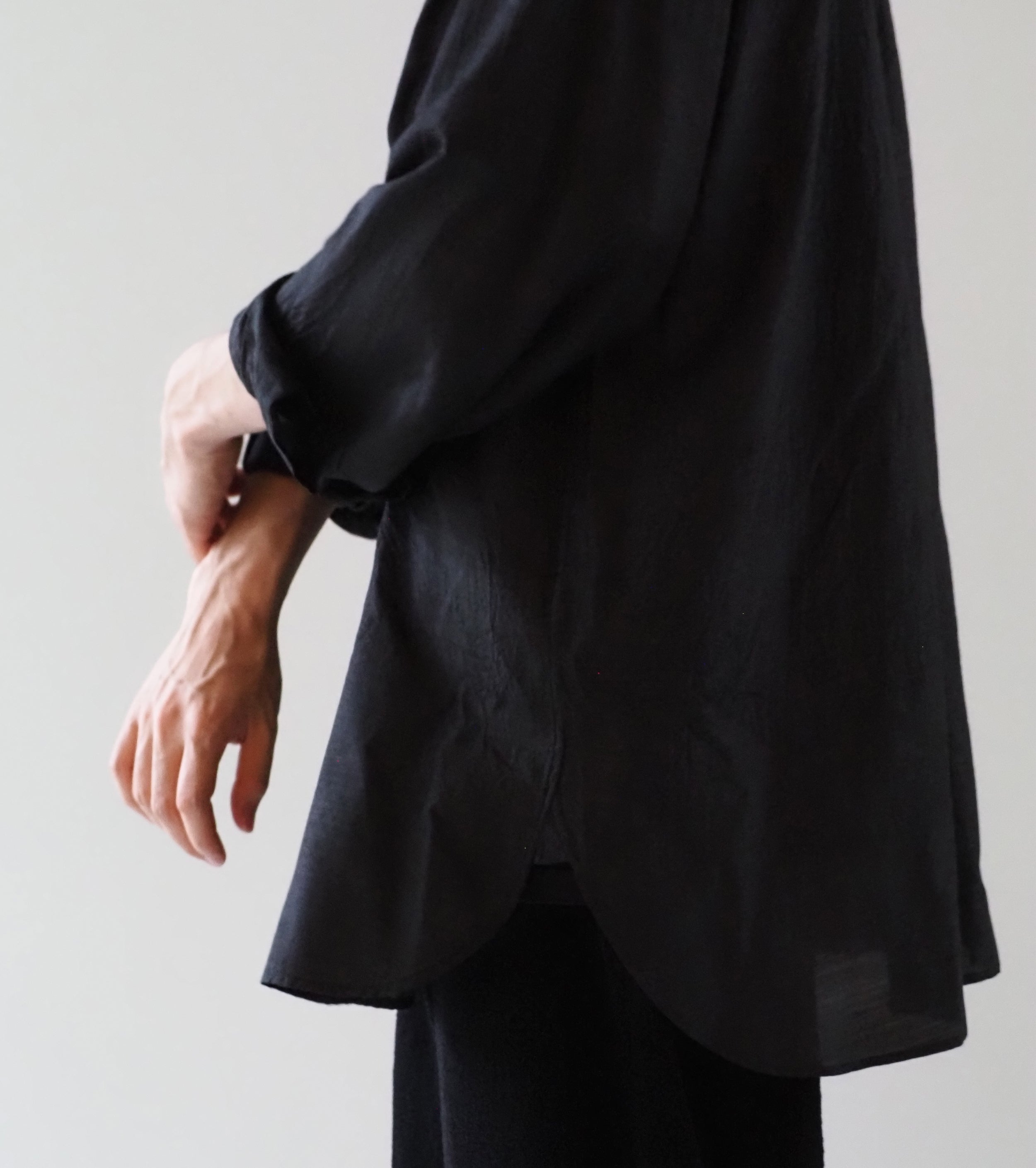 COMOLI ウール シルク プルオーバー シャツ, Charcoal
