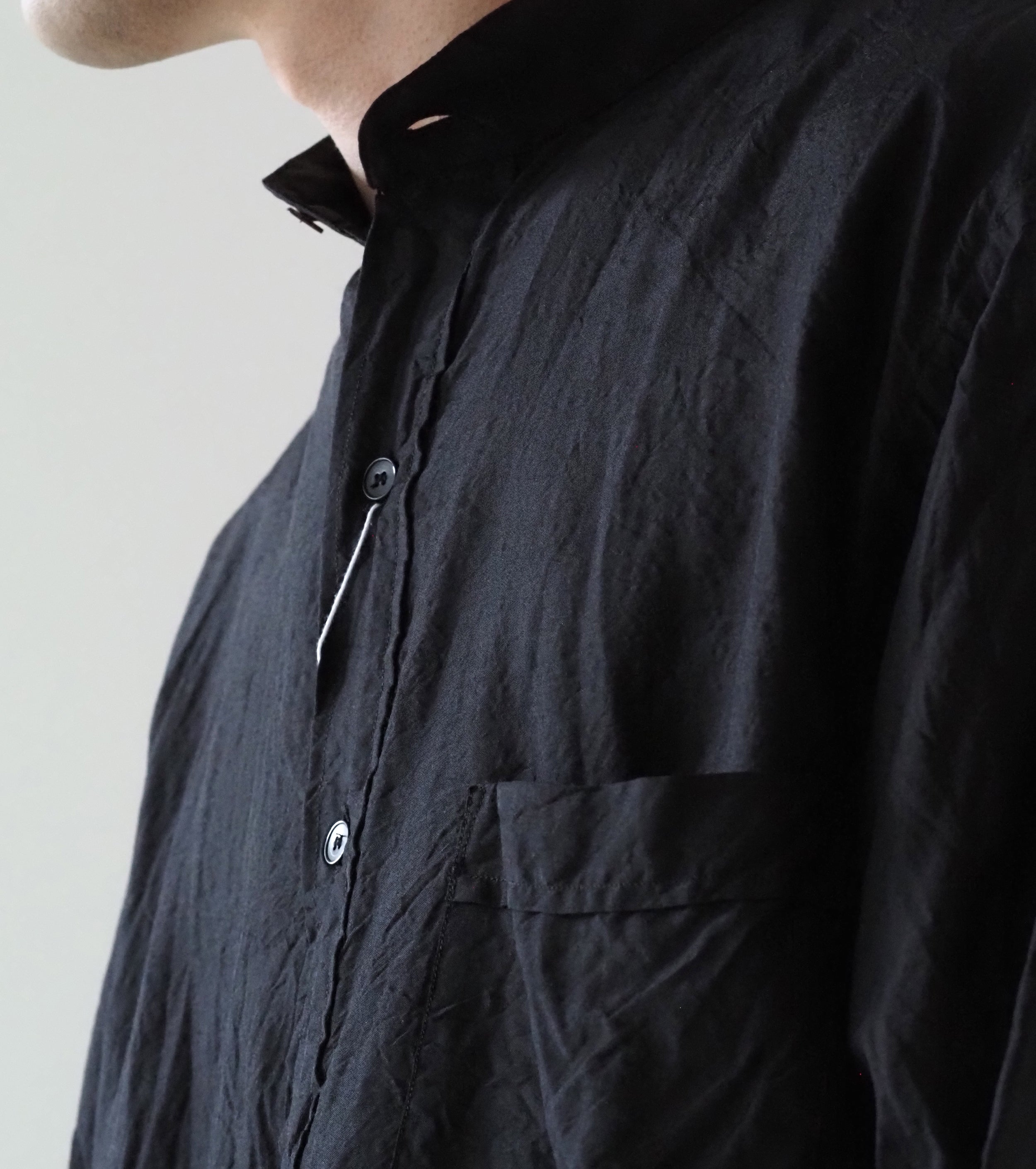 COMOLI Wool Silk Pullover Shirt, Brown