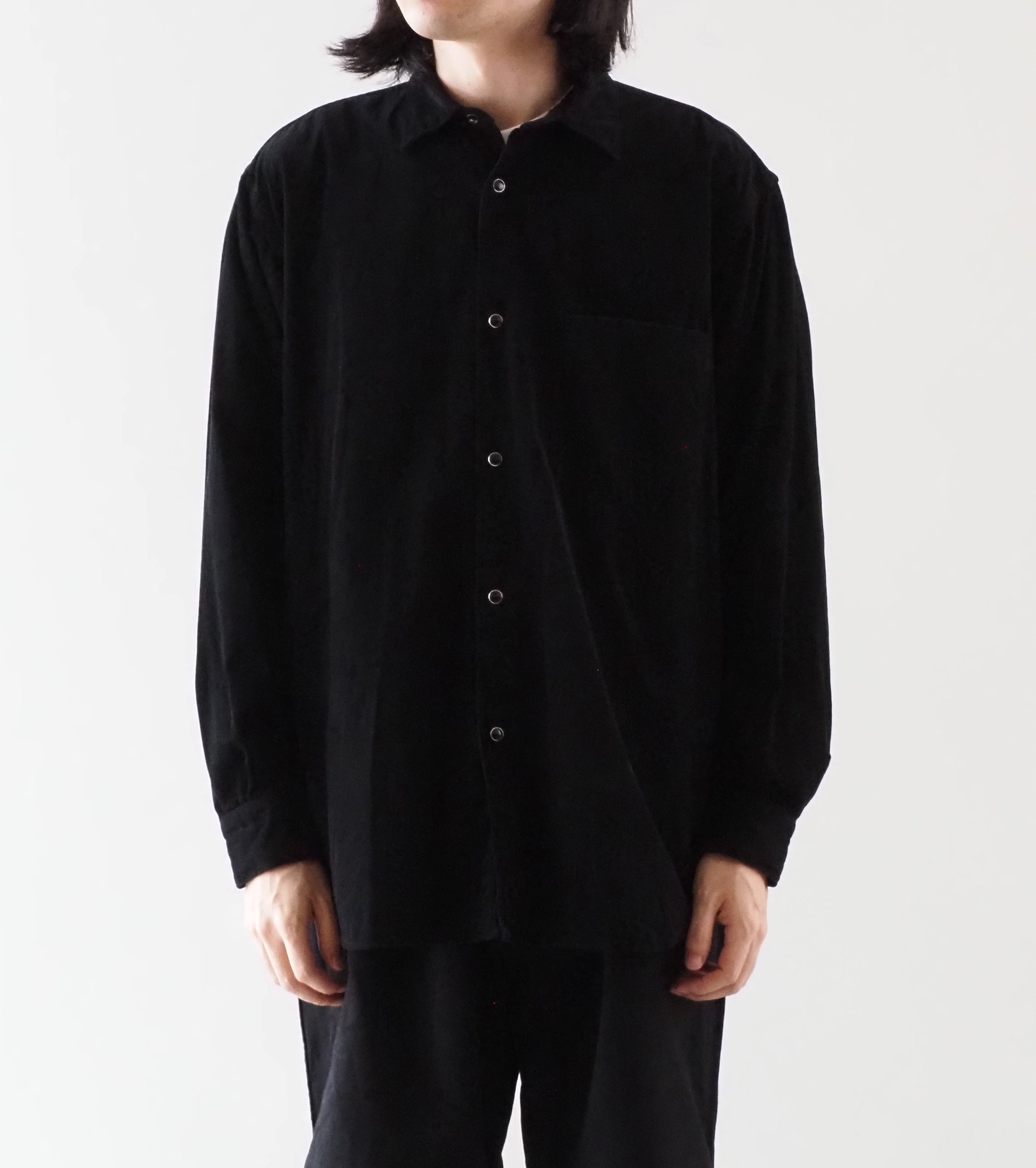 COMOLI Corduroy Comori Shirt ,Black