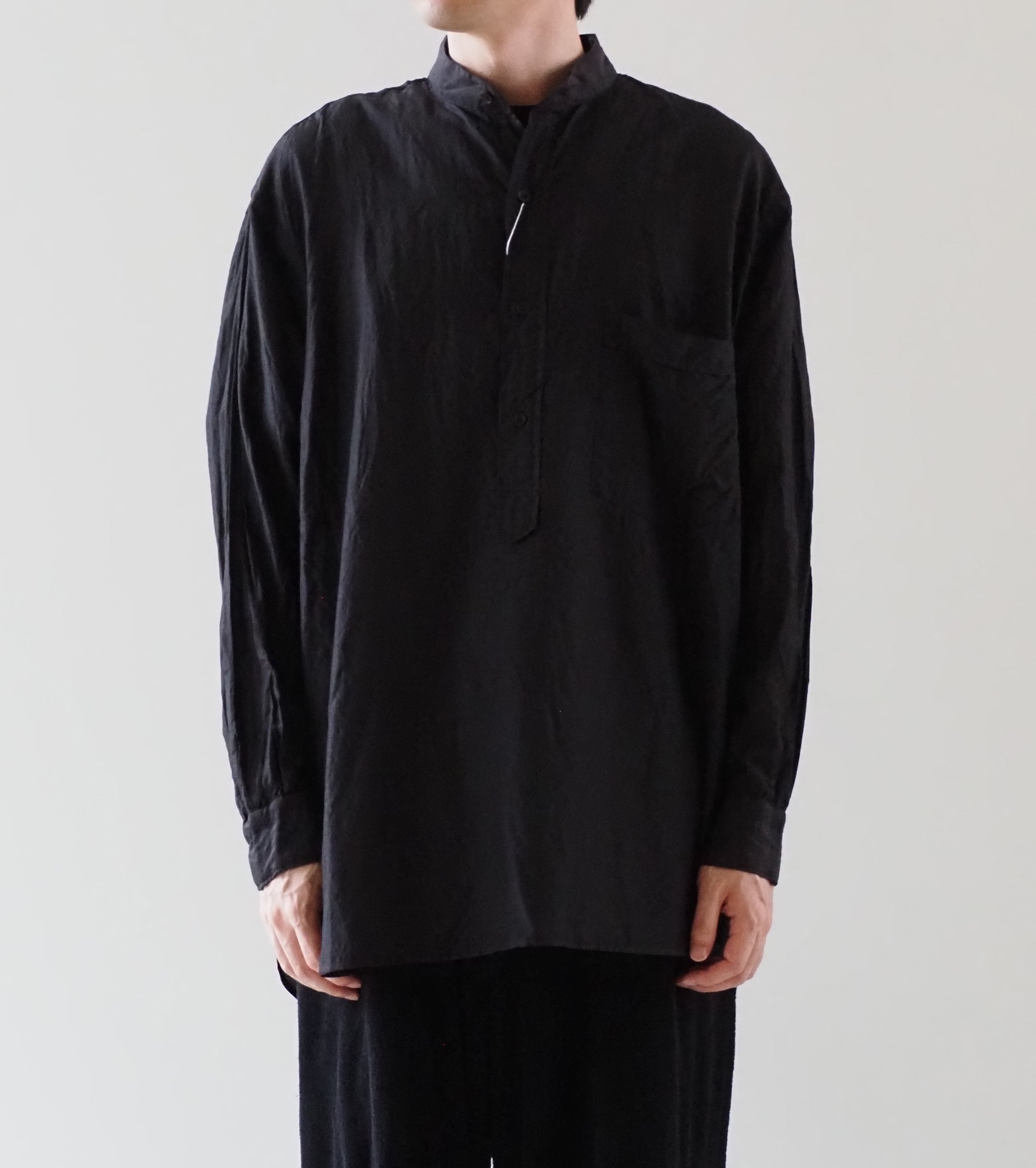 COMOLI Wool Silk Pullover Shirt, Brown