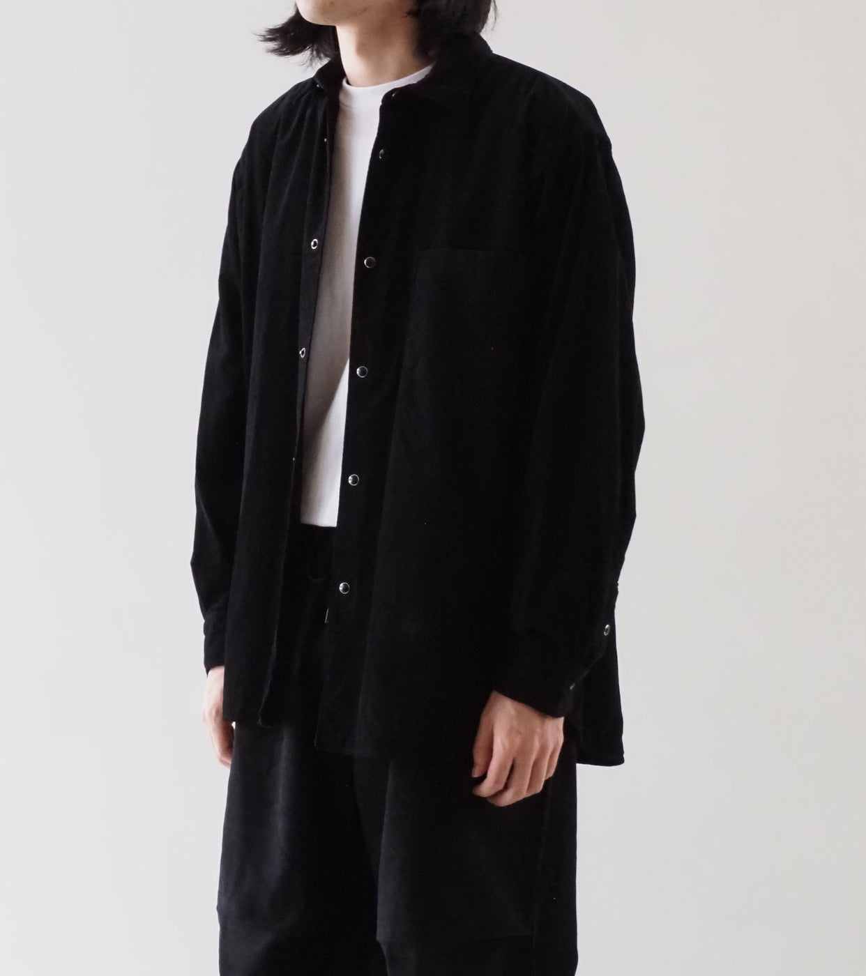 COMOLI Corduroy Comori Shirt ,Black