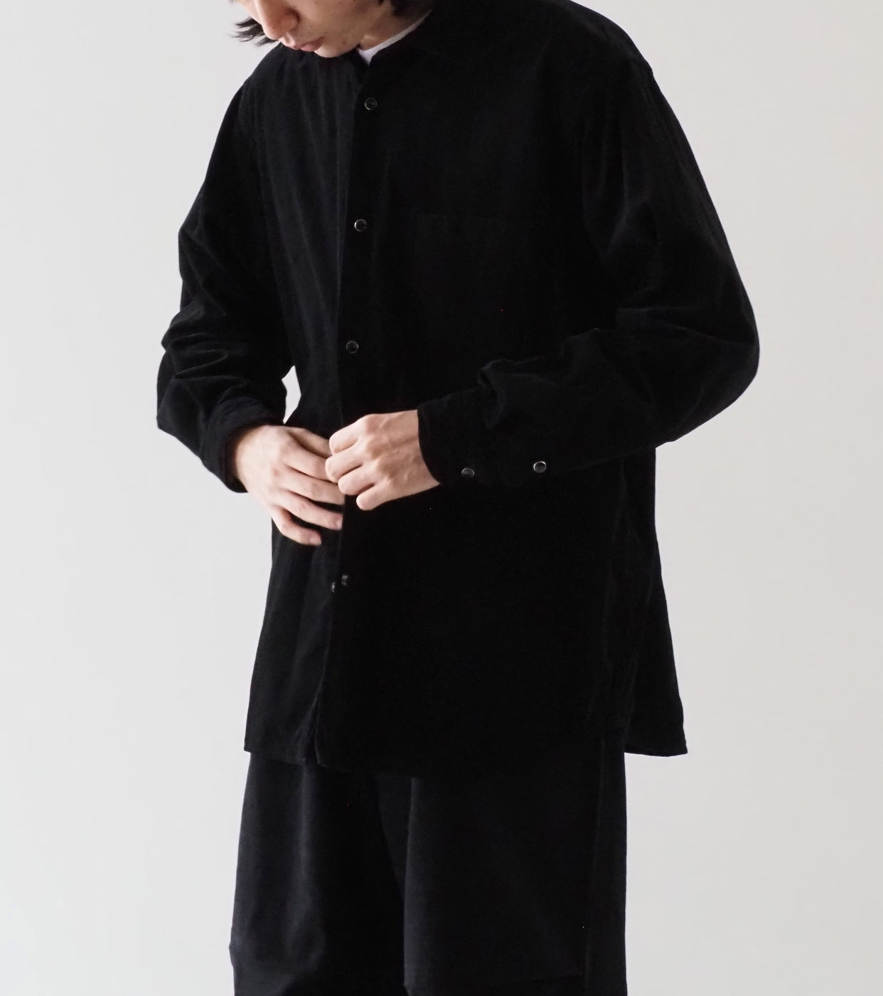 COMOLI Corduroy Comori Shirt ,Black