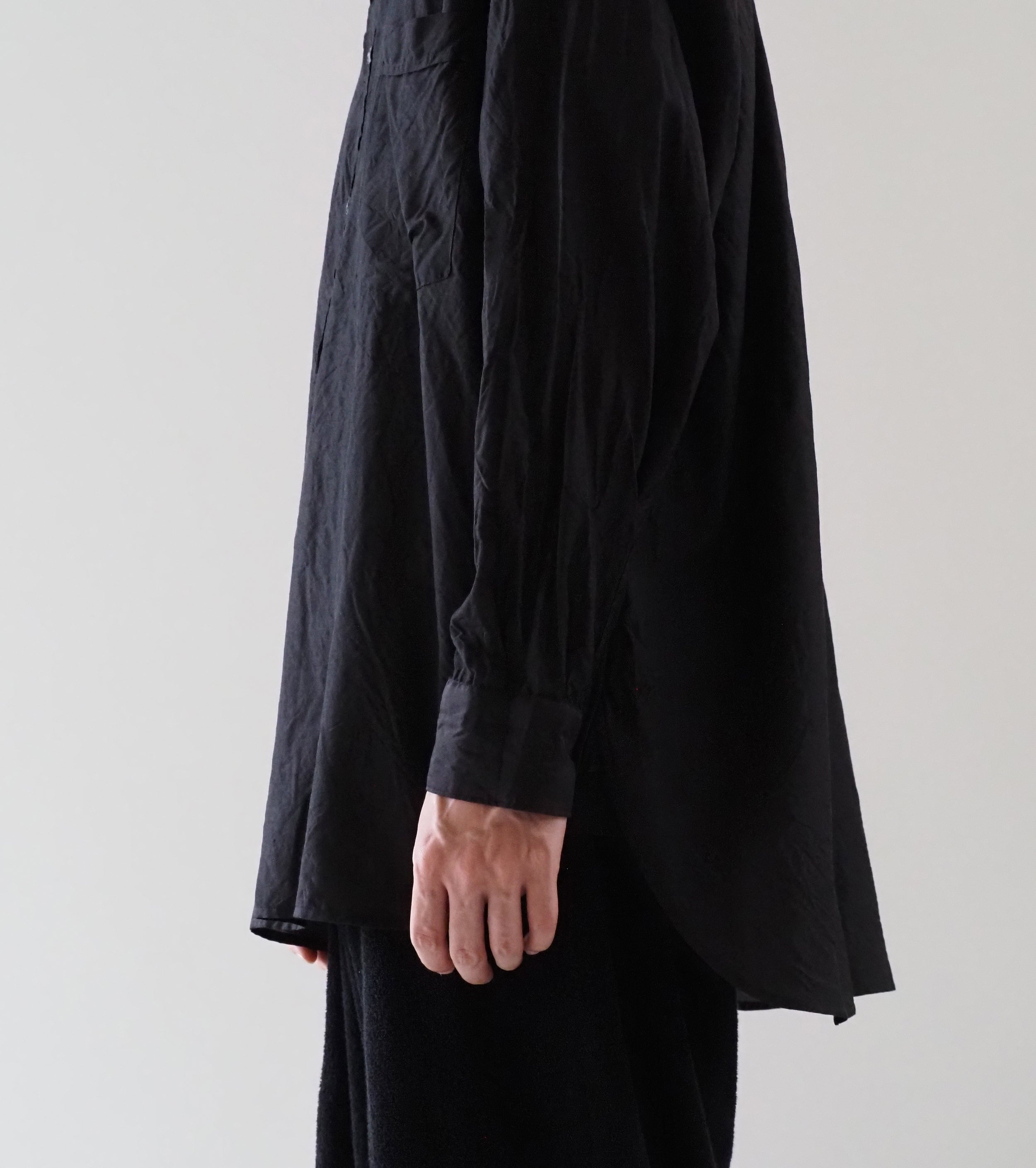 COMOLI Wool Silk Pullover Shirt, Brown