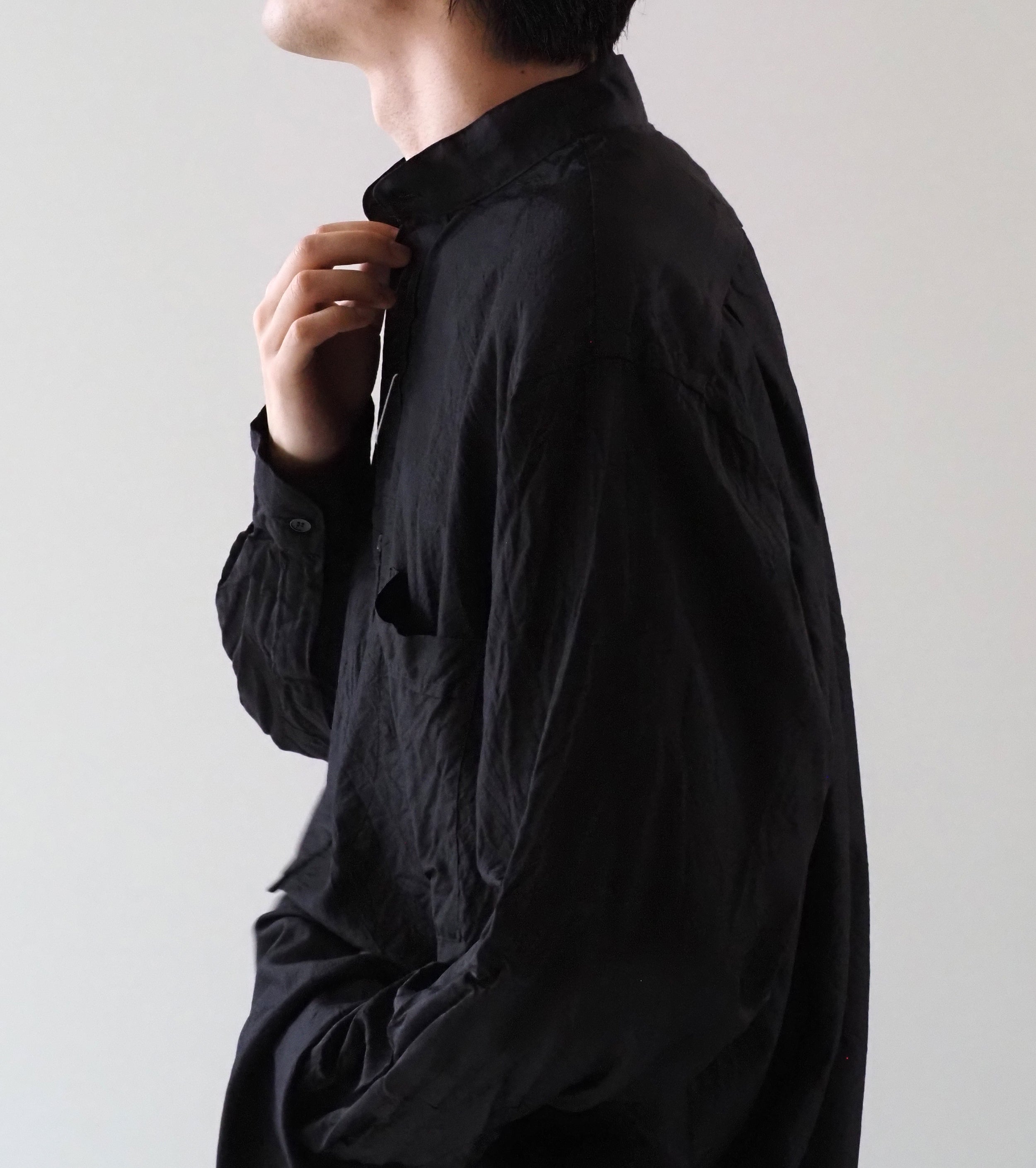 COMOLI Wool Silk Pullover Shirt, Brown