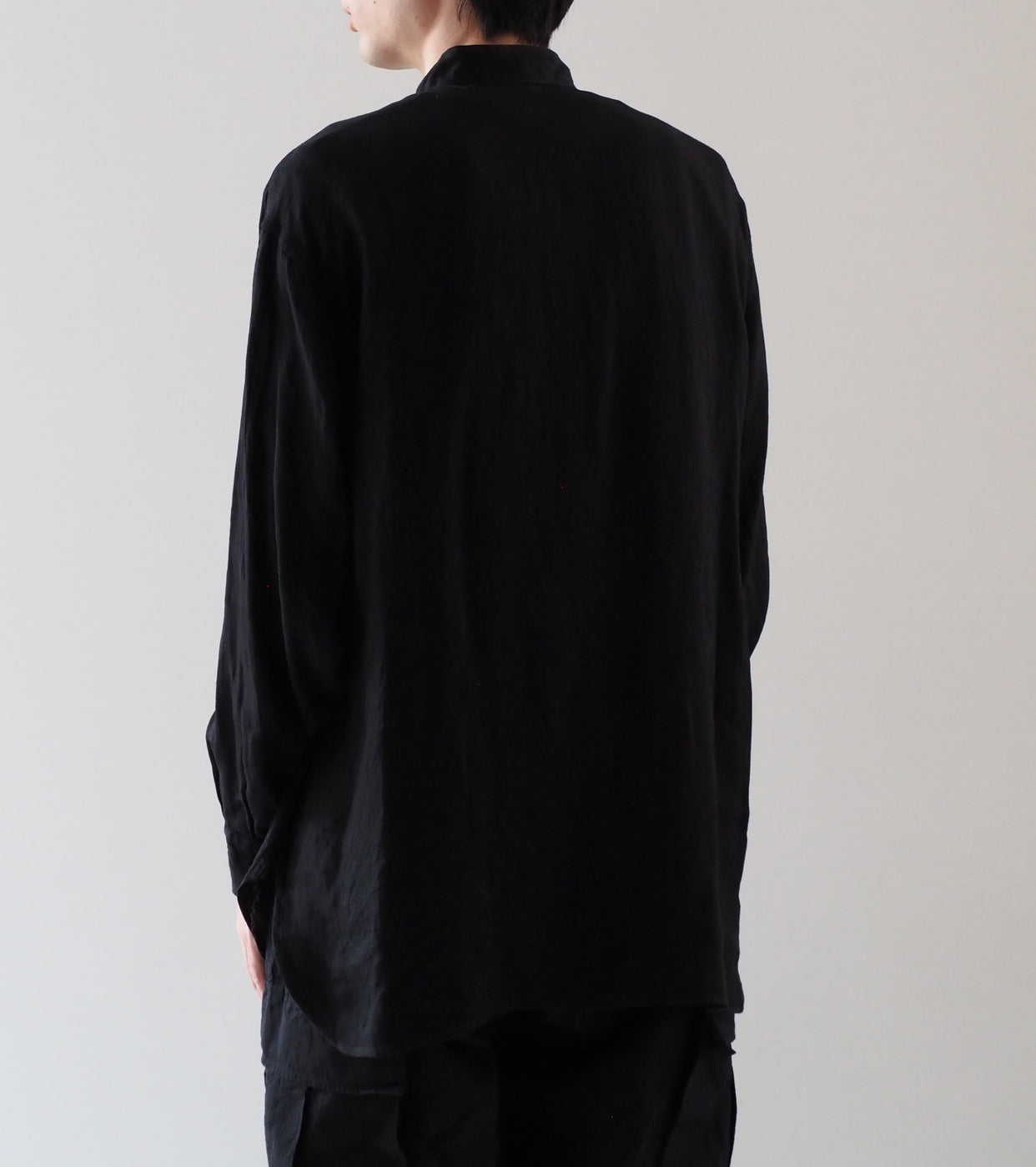 COMOLI リネン ダブルクロス プルオーバーシャツ, Black