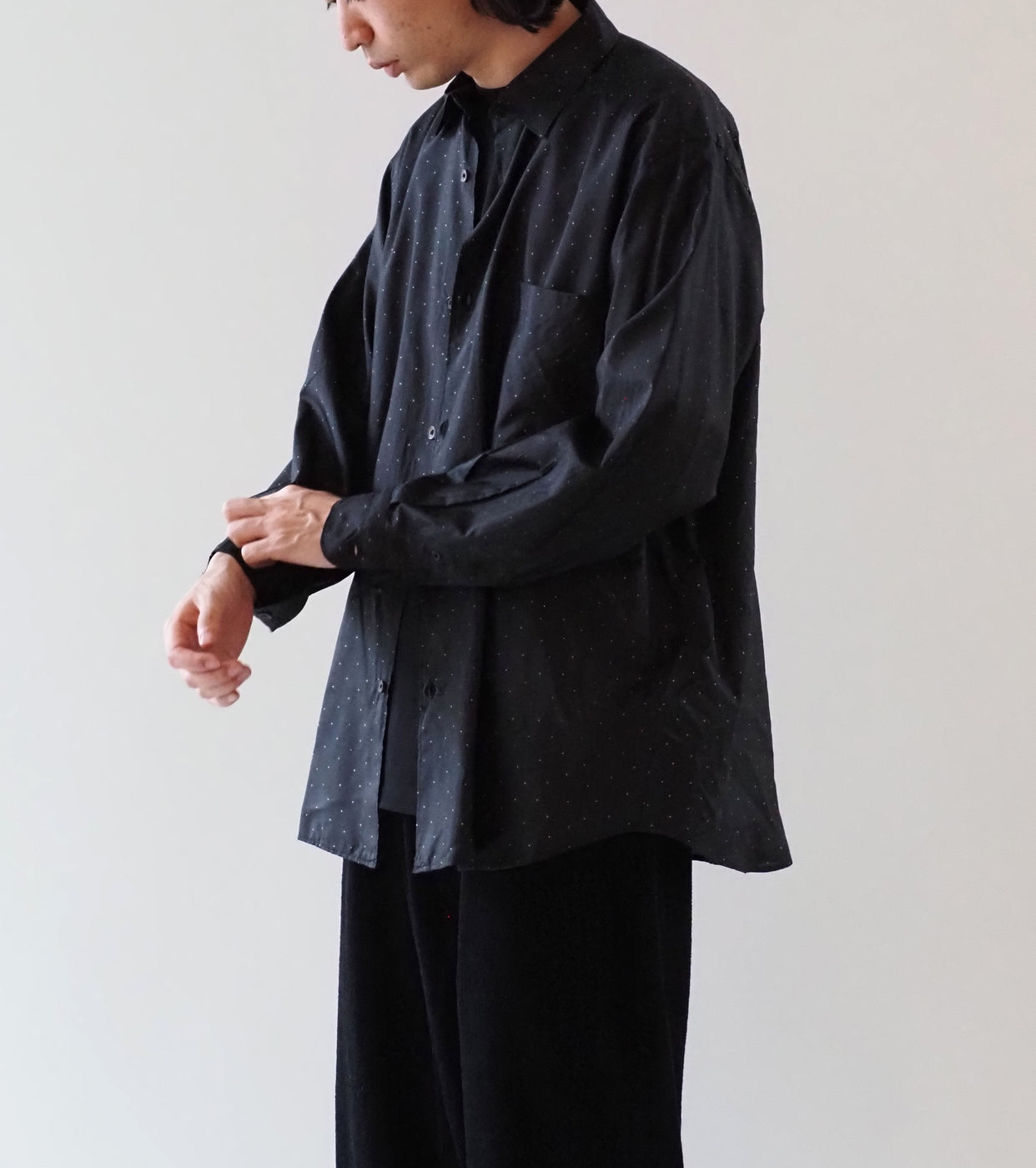 COMOLI シルク ドット  コモリ シャツ, Dot