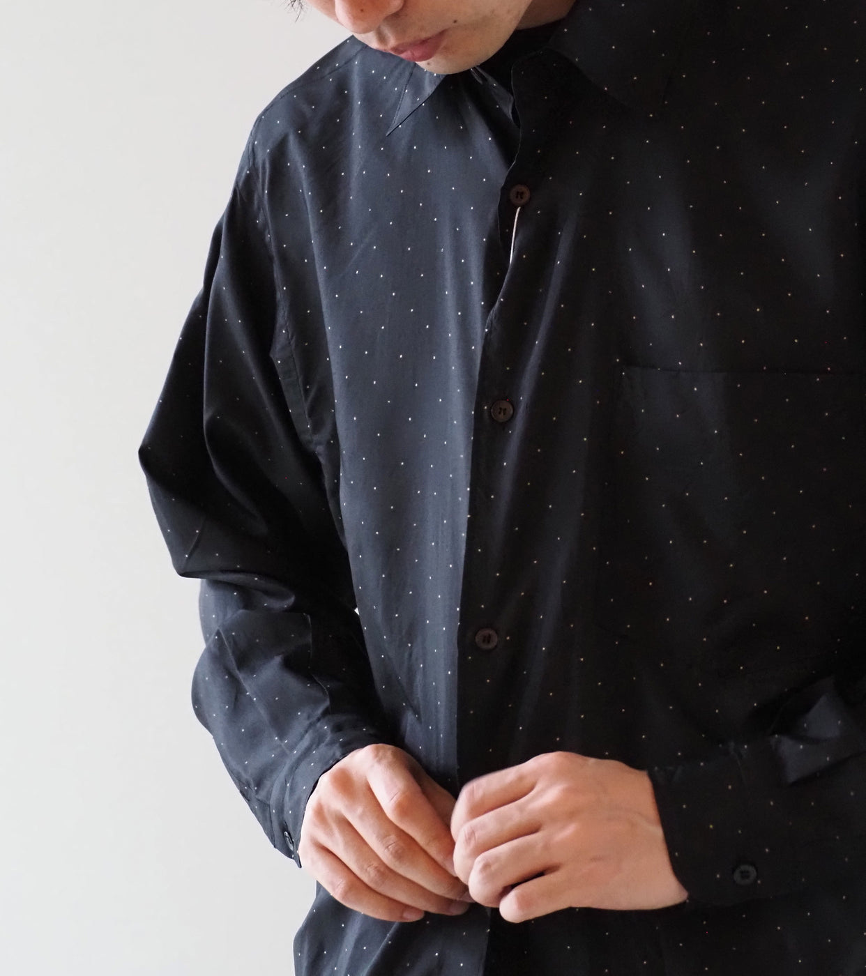 COMOLI シルク ドット  コモリ シャツ, Dot