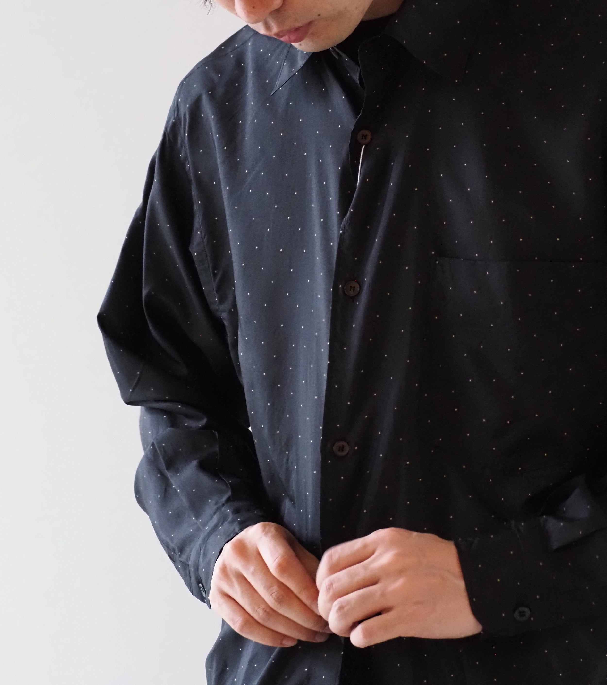 COMOLI シルク ドット  コモリ シャツ, Dot
