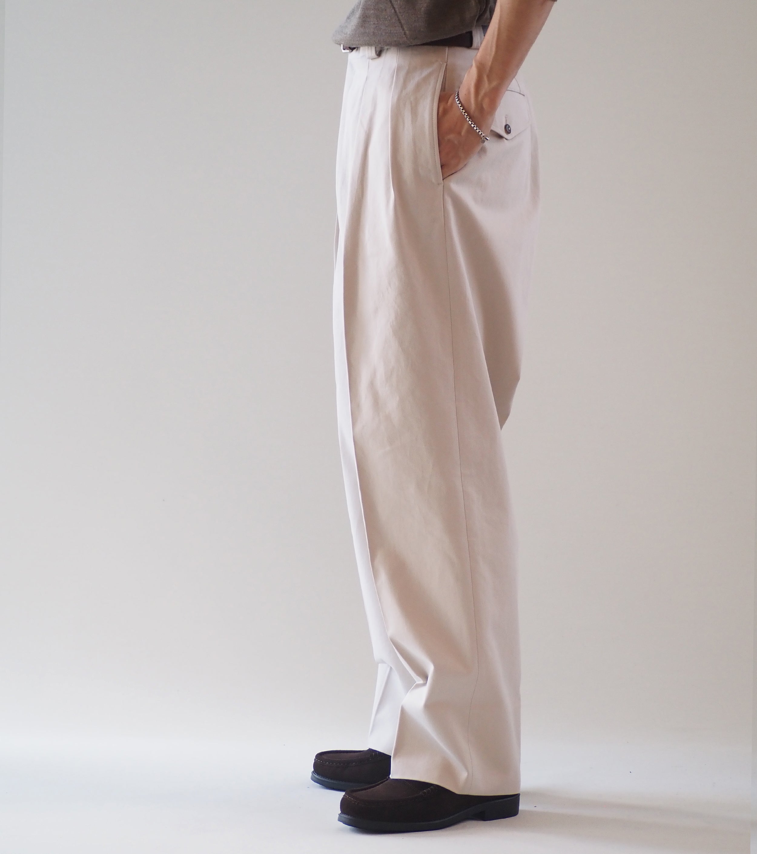 MAATEE＆SONS AMERICAN TROUSER "LAURENCE" BAGGY CLOTH, Dasa Gray