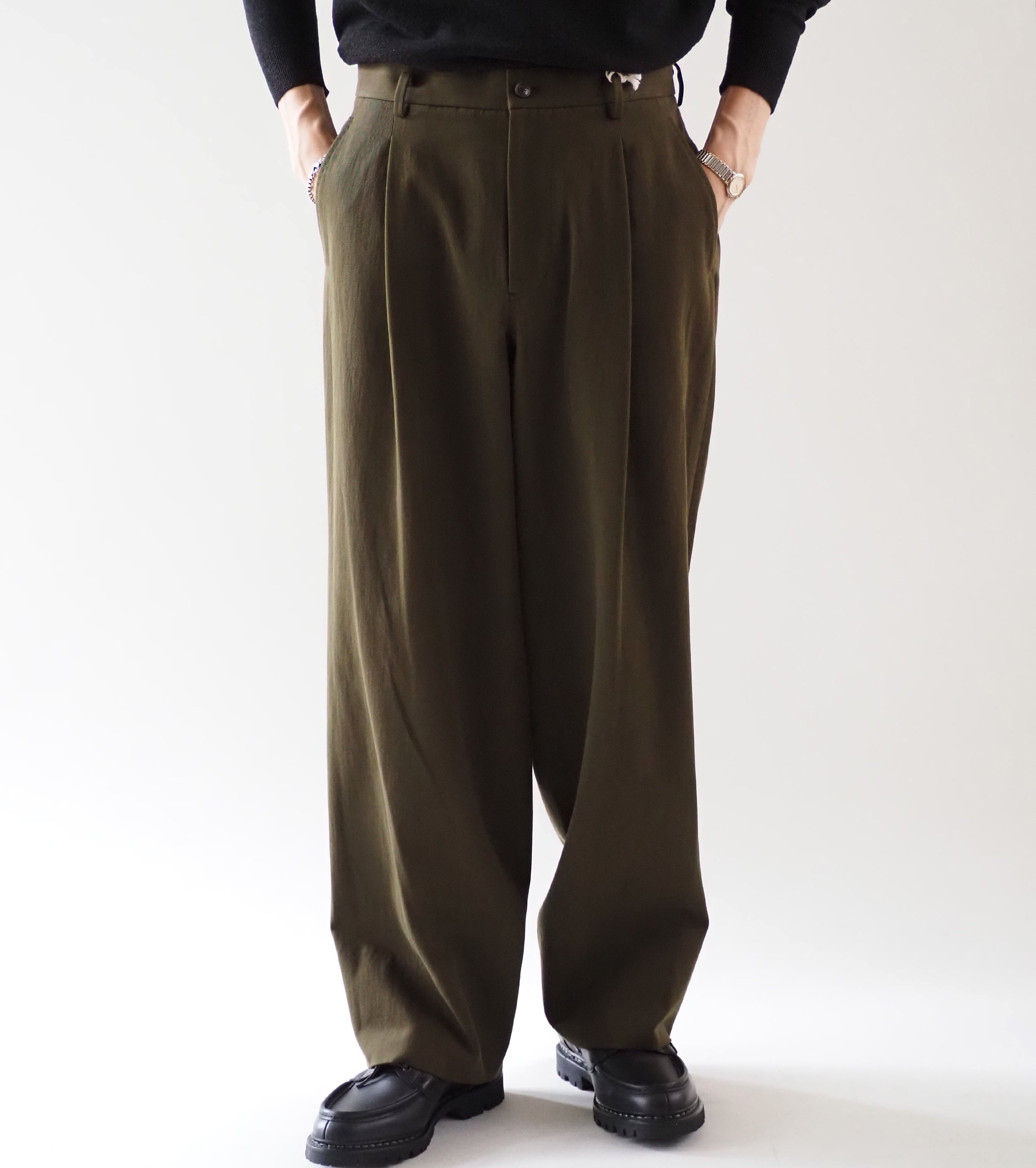 MAATEE＆SONS  チノ B “ Cドリル ” , Khaki Chambray