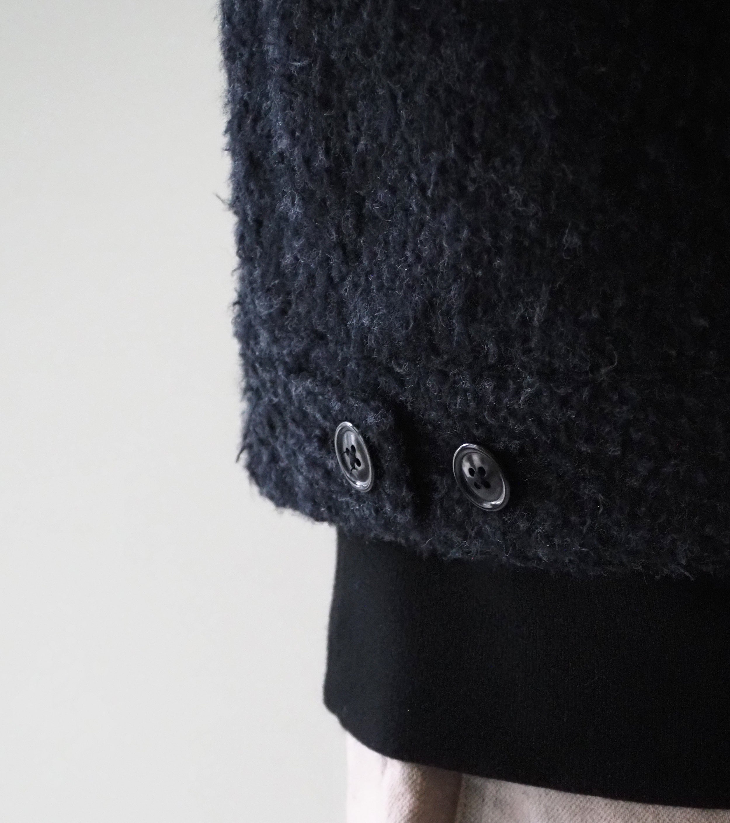 blurhms Brushed Wool Zip Short Jacket ,Heather Charcoal