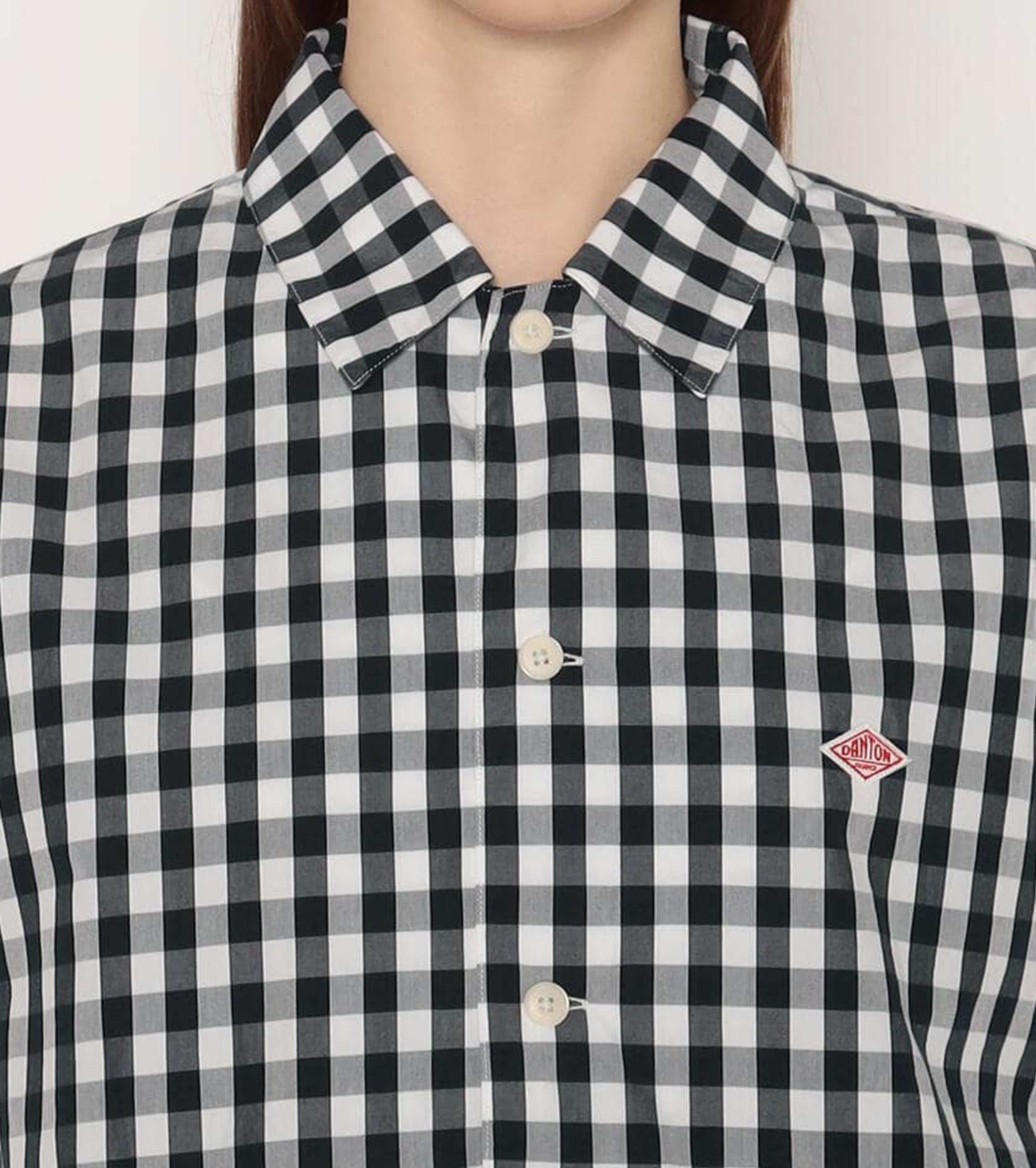 DANTON コットン 半袖 シャツ , Navy White Gingham