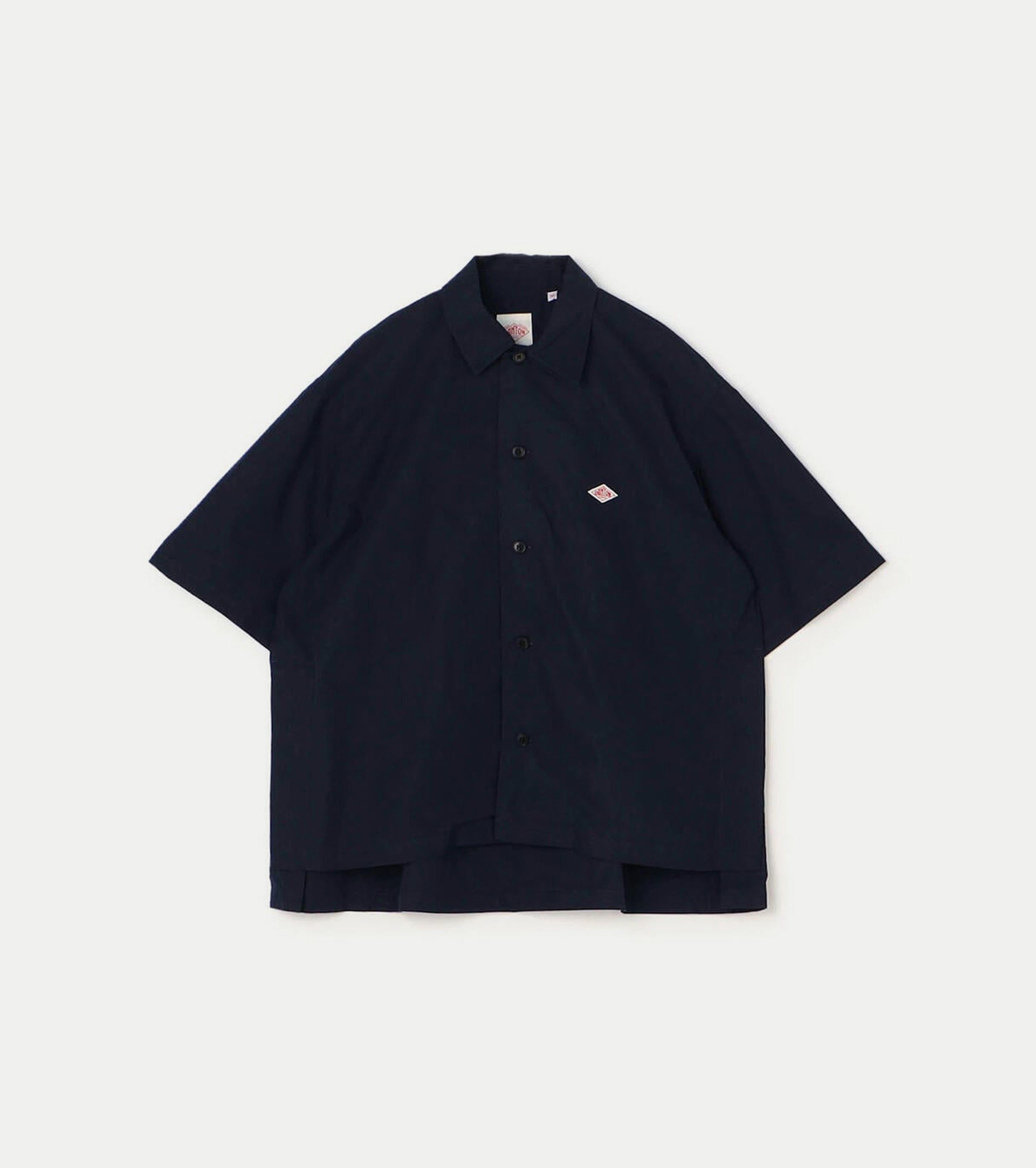 DANTON コットン サイド スリット 半袖シャツ , Navy