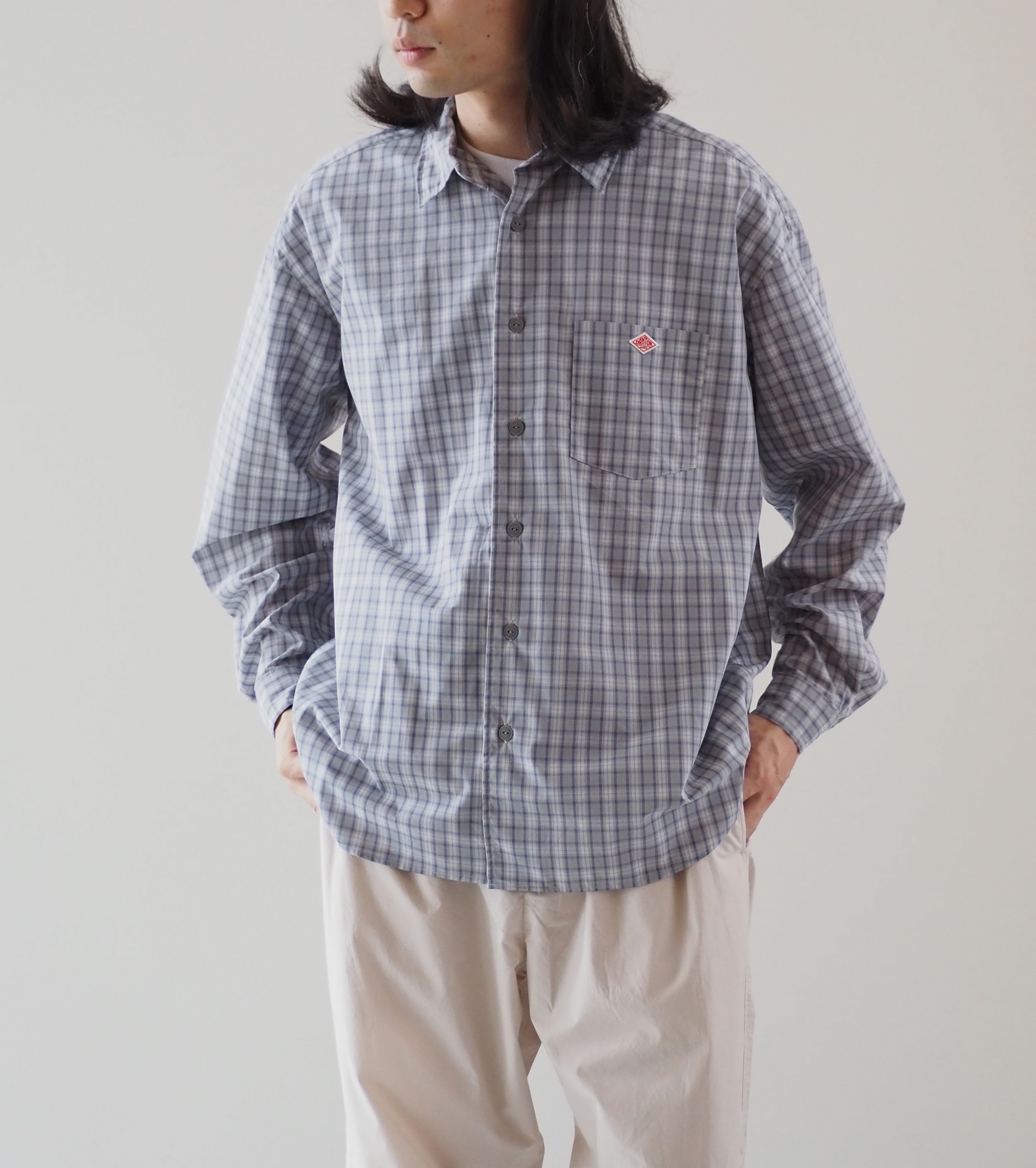 DANTON  WORK SHIRT, Lt Grey x Grey Check