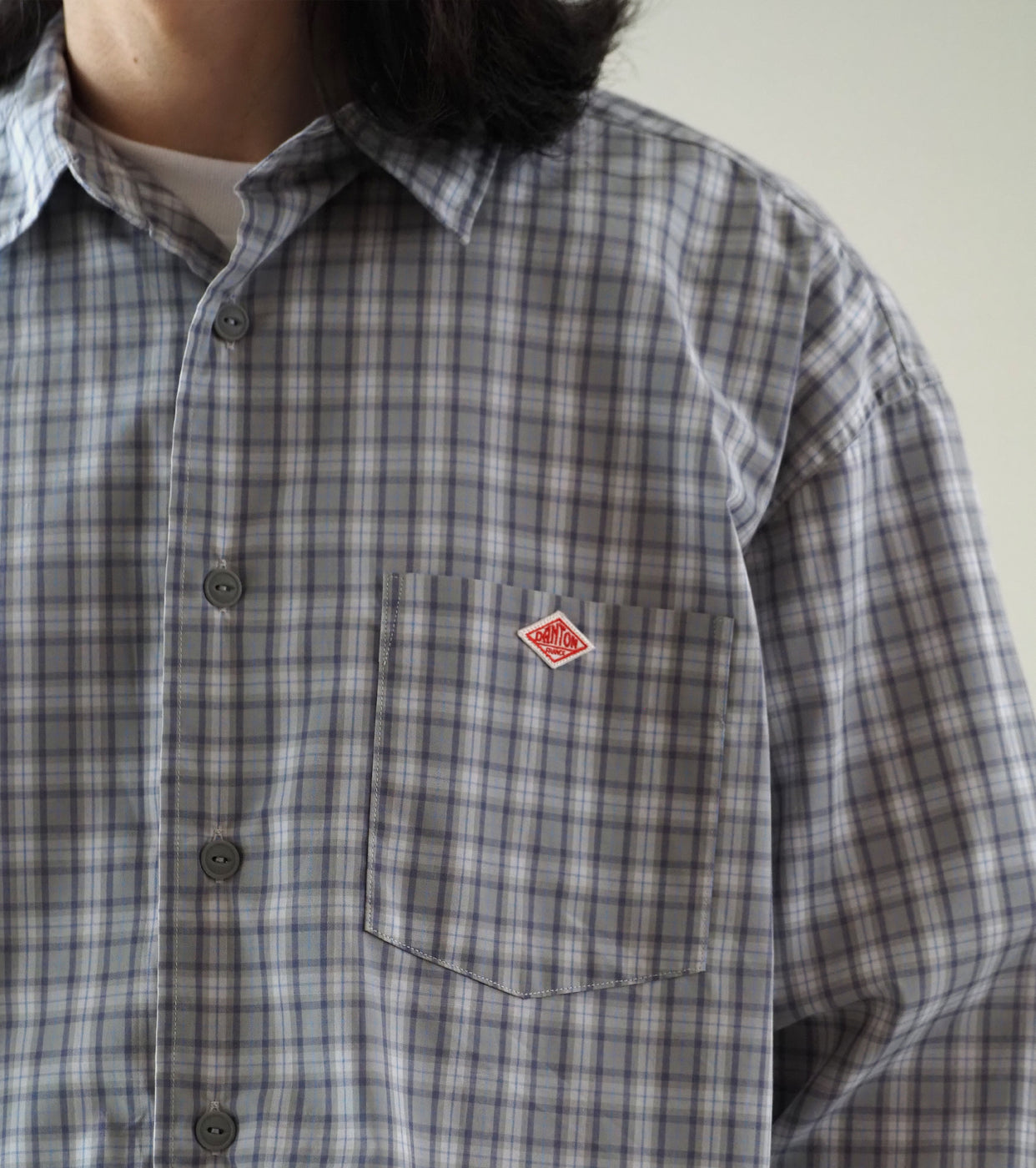 DANTON  WORK SHIRT, Lt Grey x Grey Check