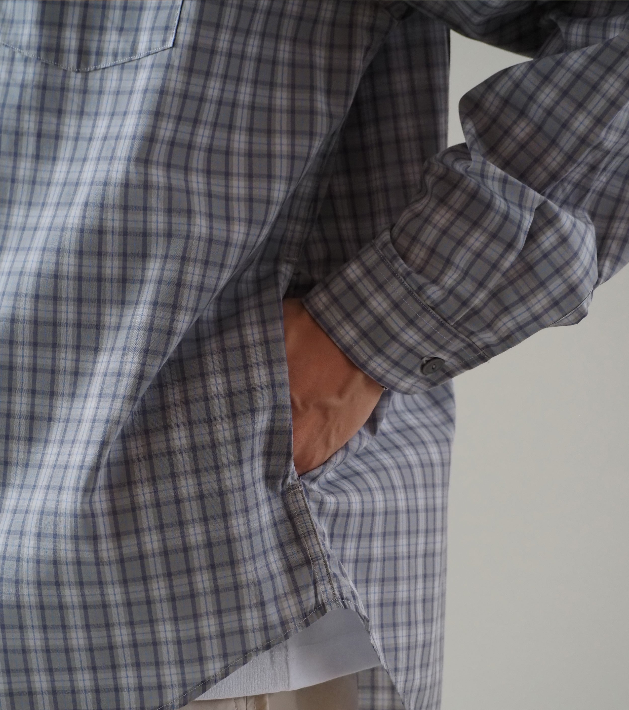 DANTON  WORK SHIRT, Lt Grey x Grey Check