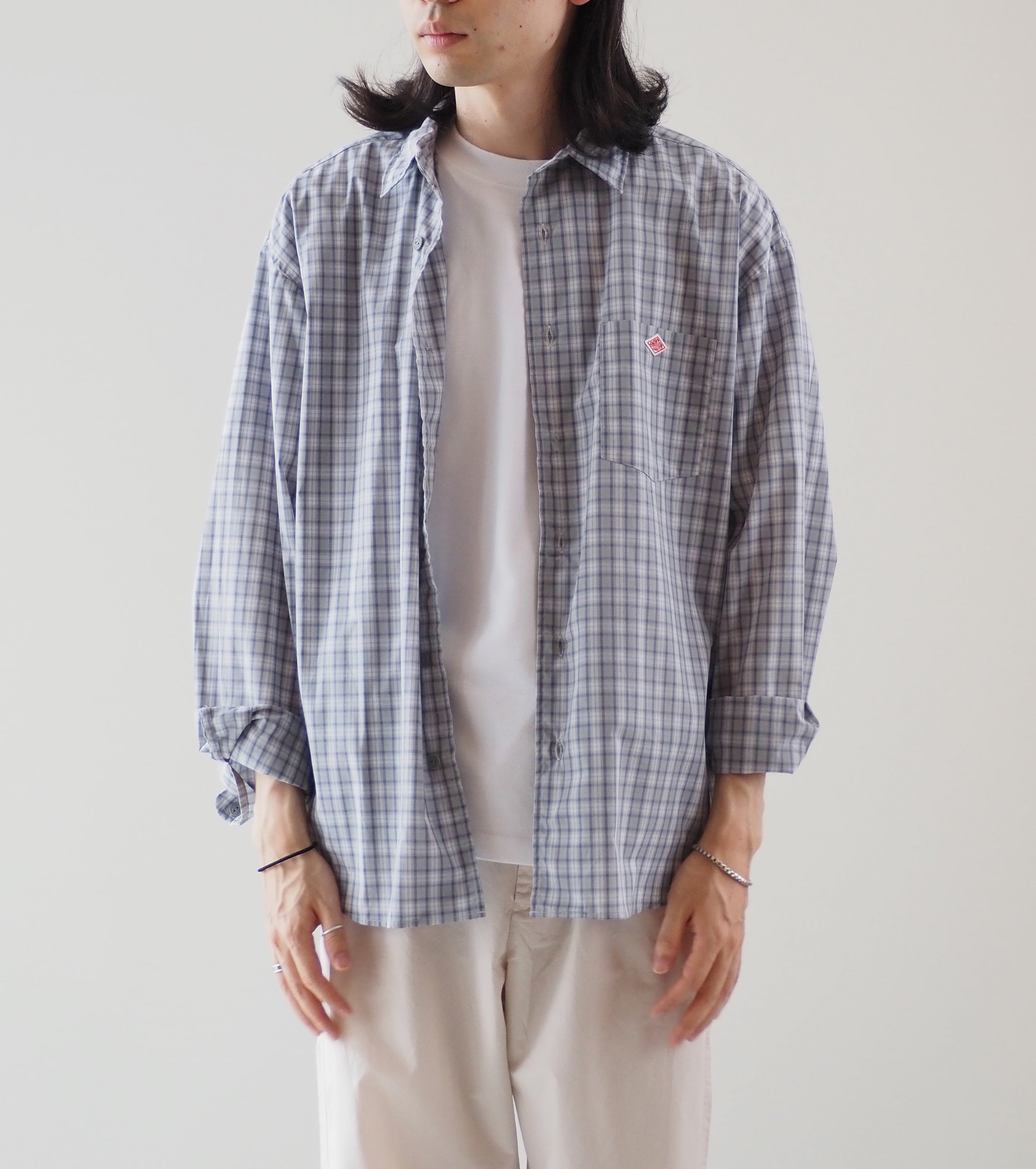 DANTON  WORK SHIRT, Lt Grey x Grey Check