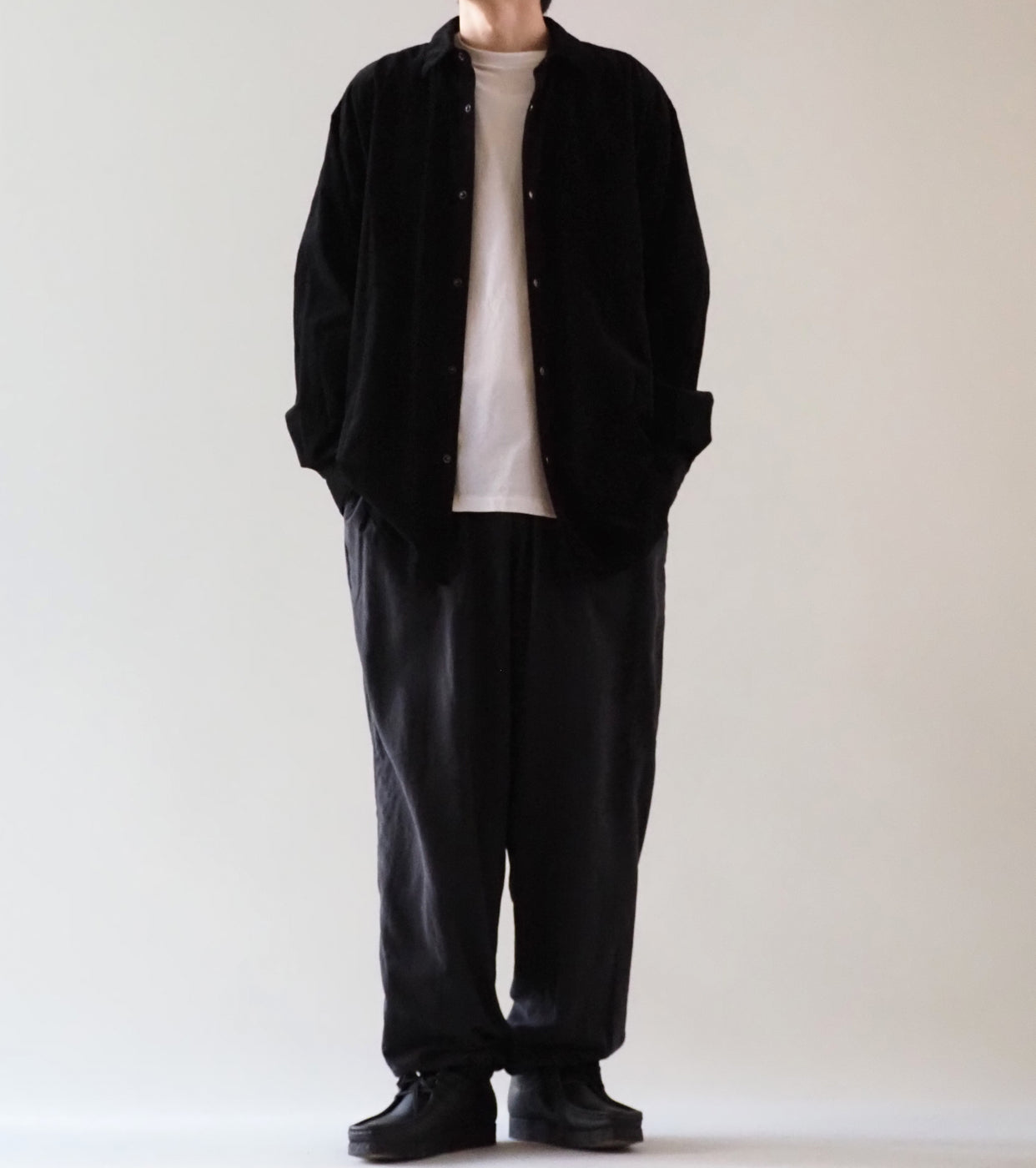 COMOLI コーデュロイ コモリ シャツ ,Black