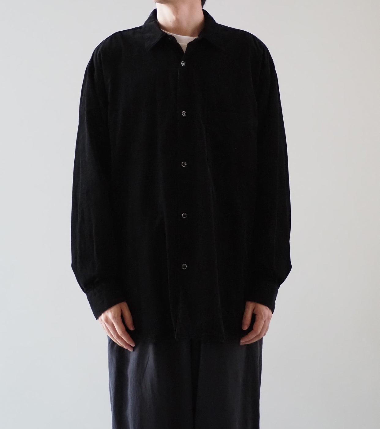 COMOLI コーデュロイ コモリ シャツ ,Black