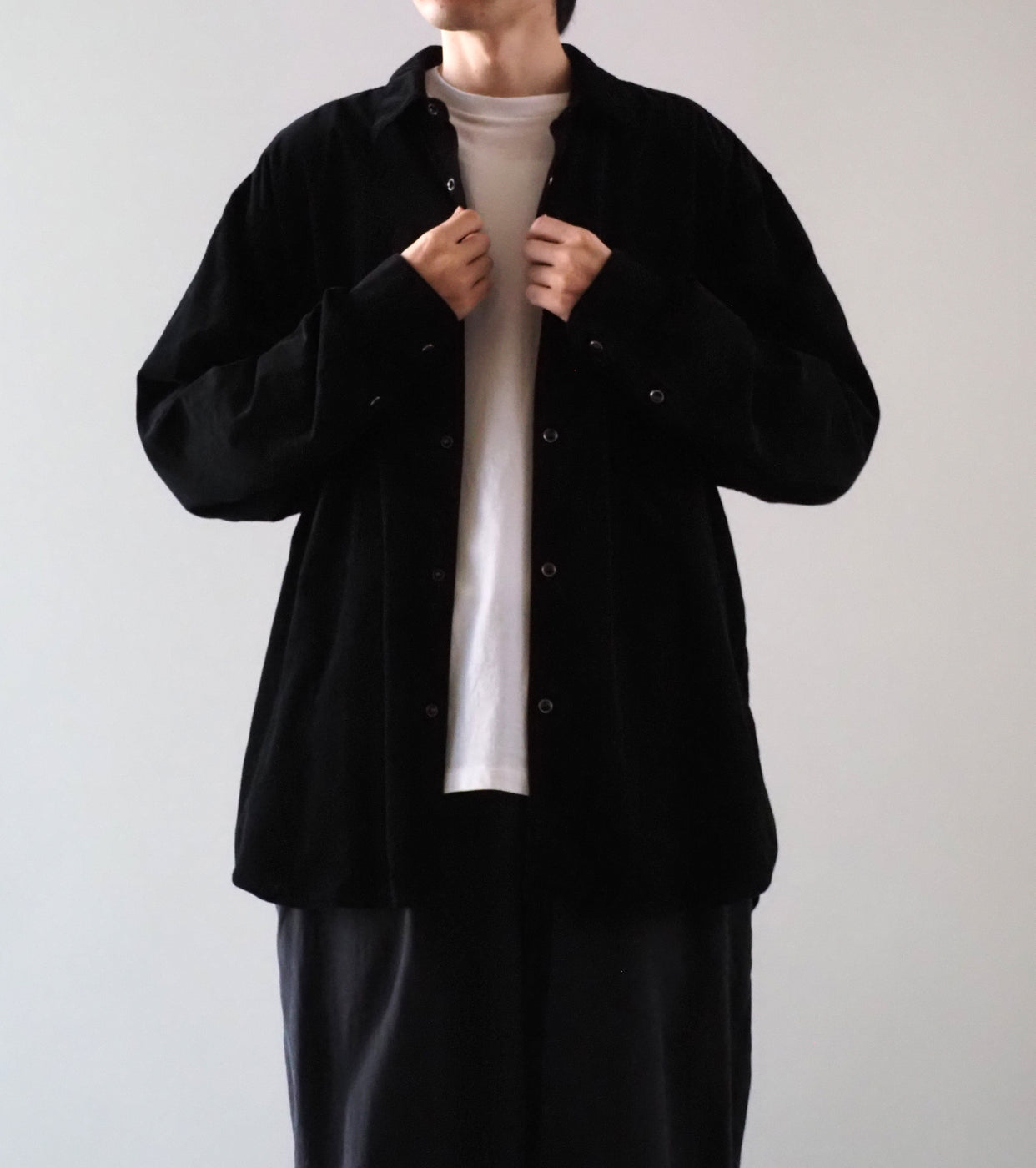 COMOLI コーデュロイ コモリ シャツ ,Black