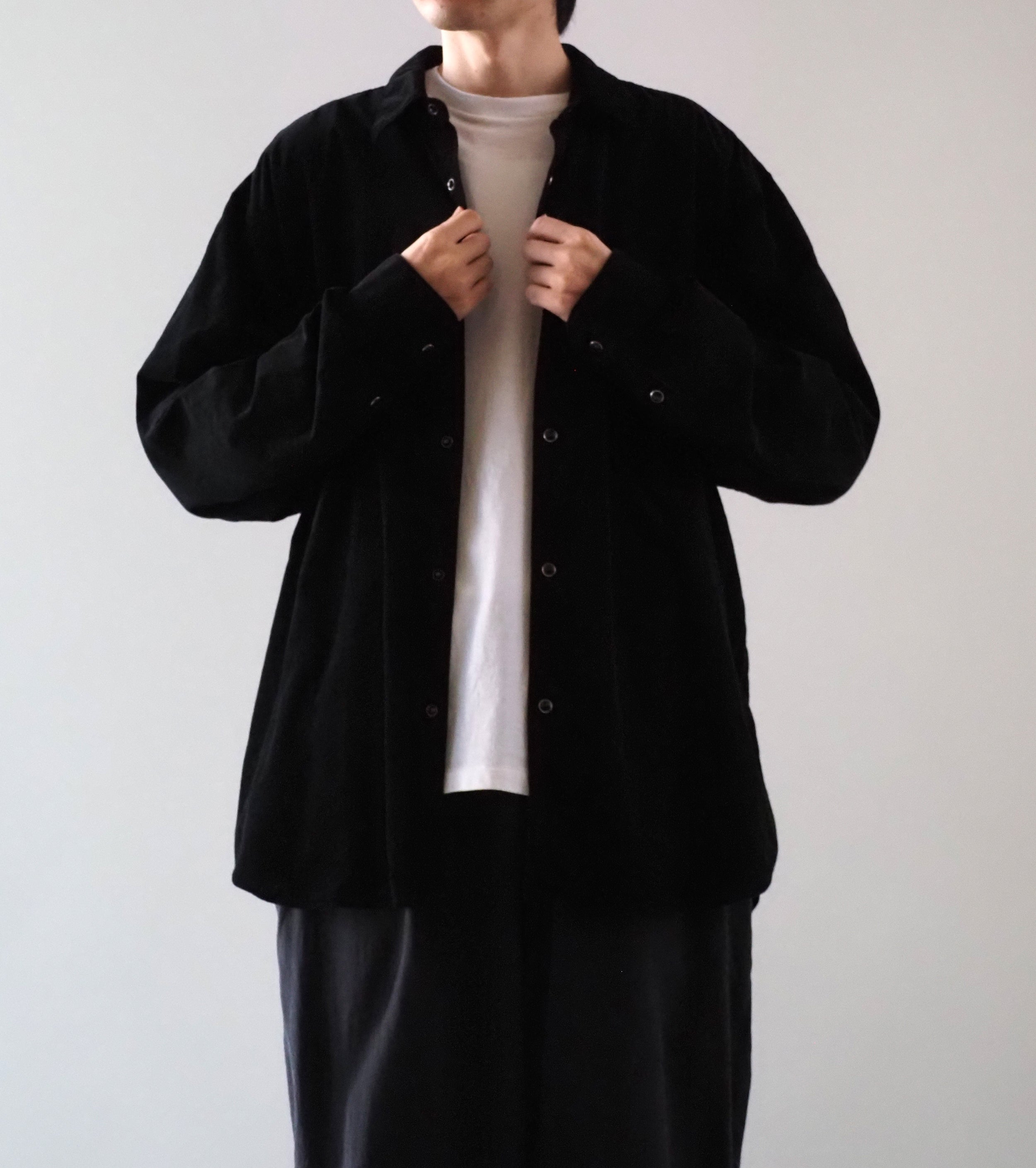 COMOLI コーデュロイ コモリ シャツ ,Black