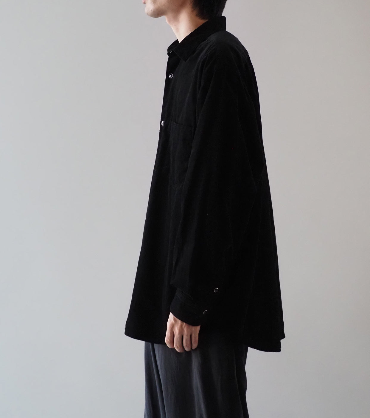 COMOLI コーデュロイ コモリ シャツ ,Black