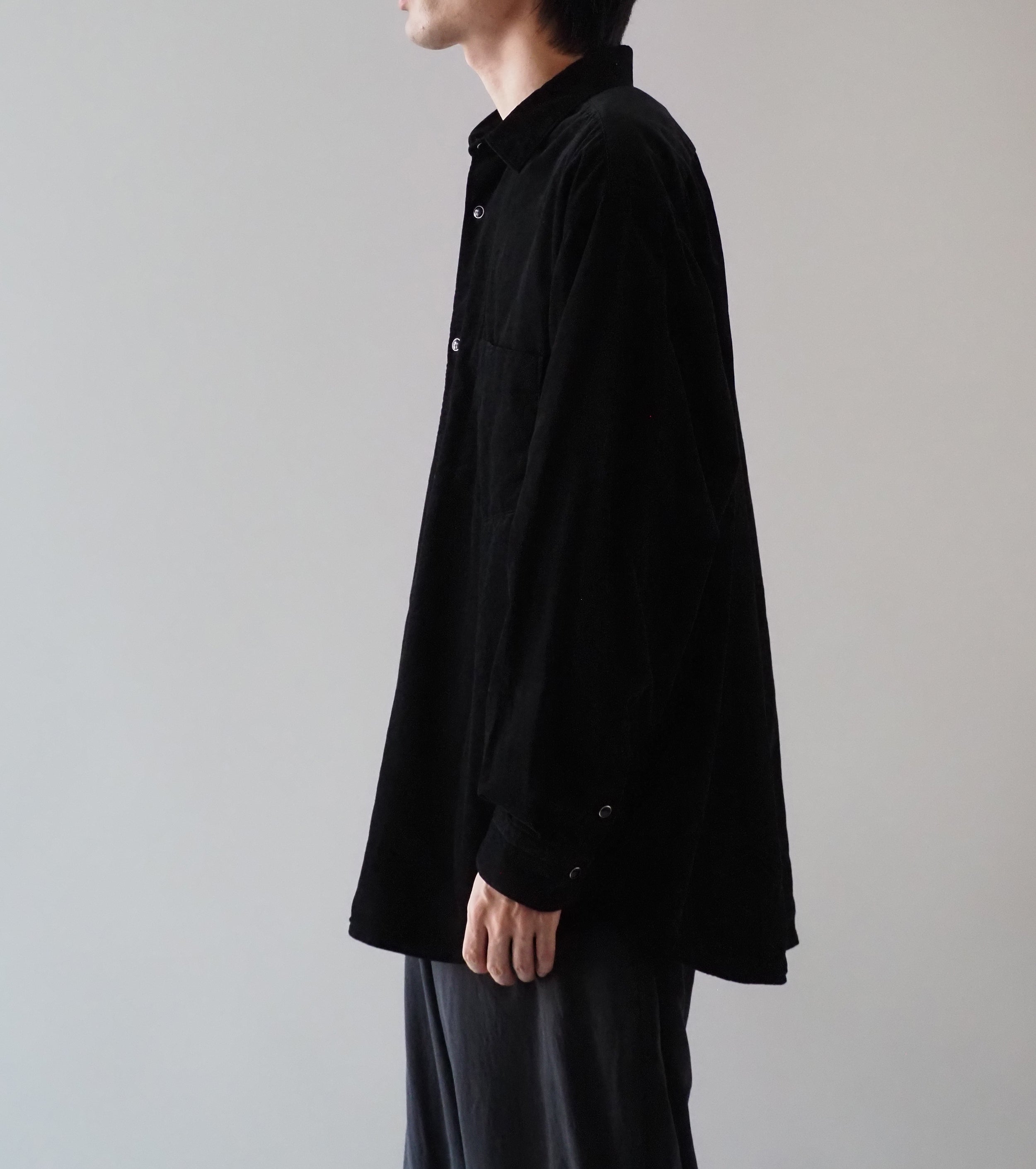 COMOLI コーデュロイ コモリ シャツ ,Black
