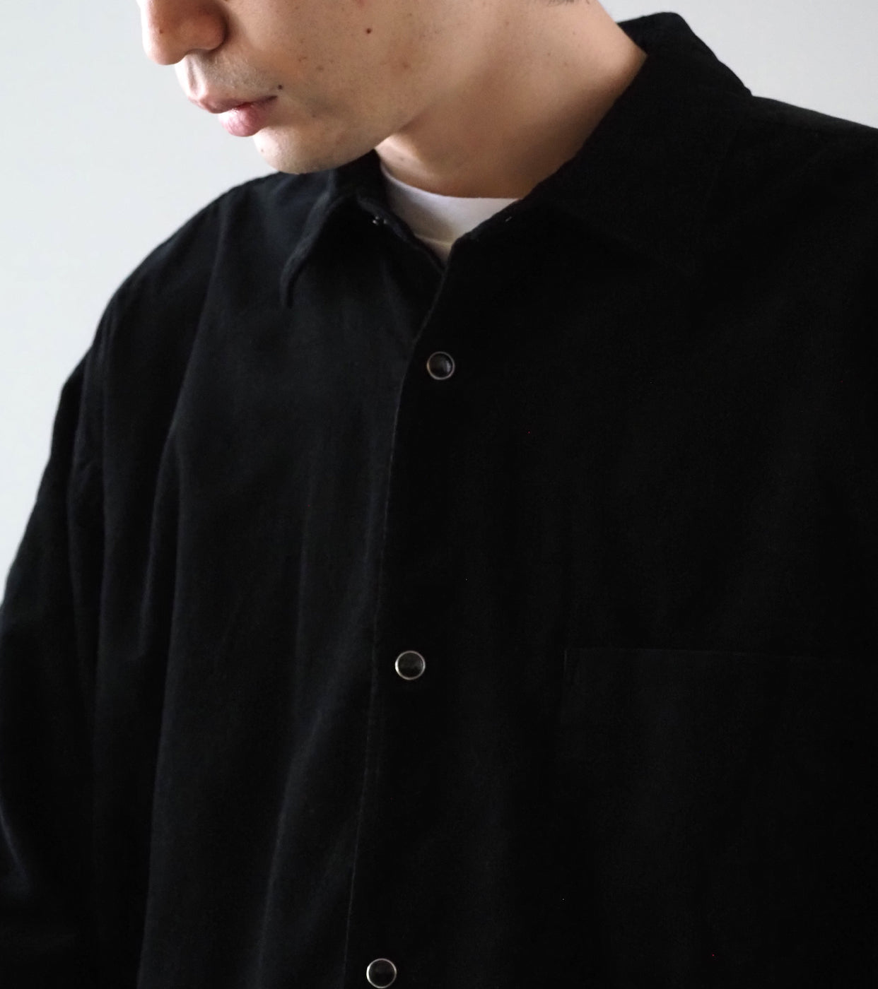 COMOLI コーデュロイ コモリ シャツ ,Black