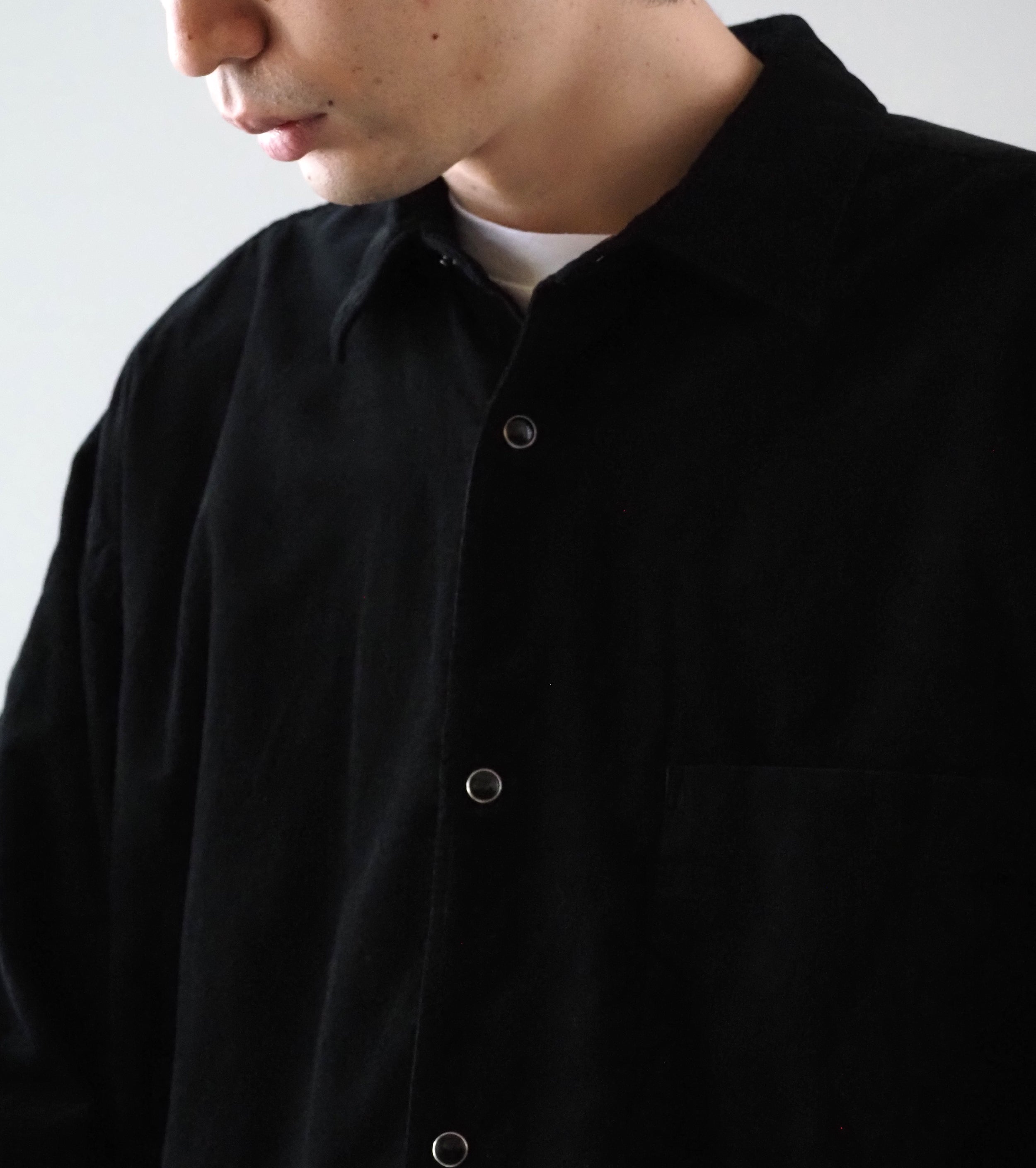 COMOLI コーデュロイ コモリ シャツ ,Black