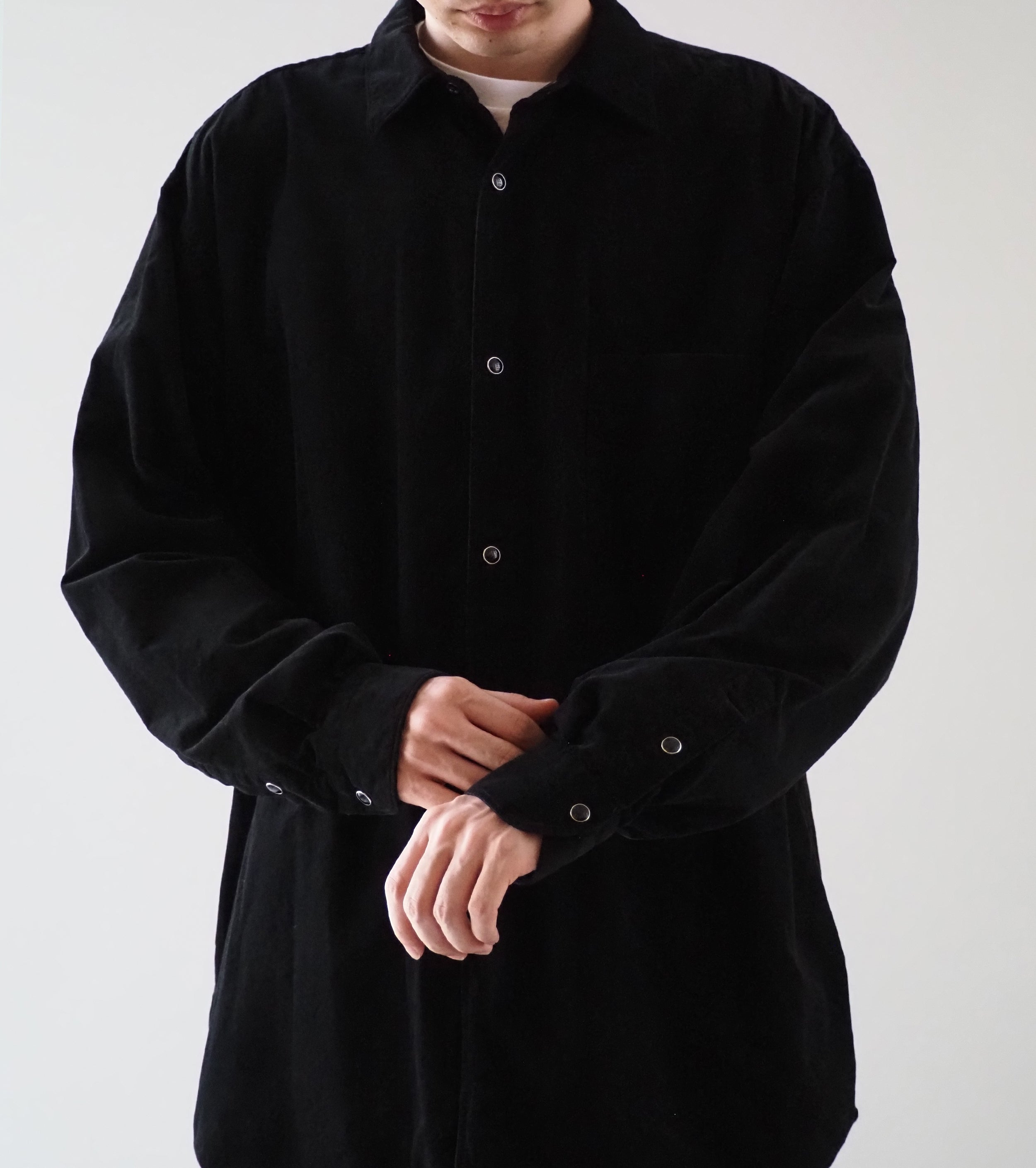 COMOLI コーデュロイ コモリ シャツ ,Black