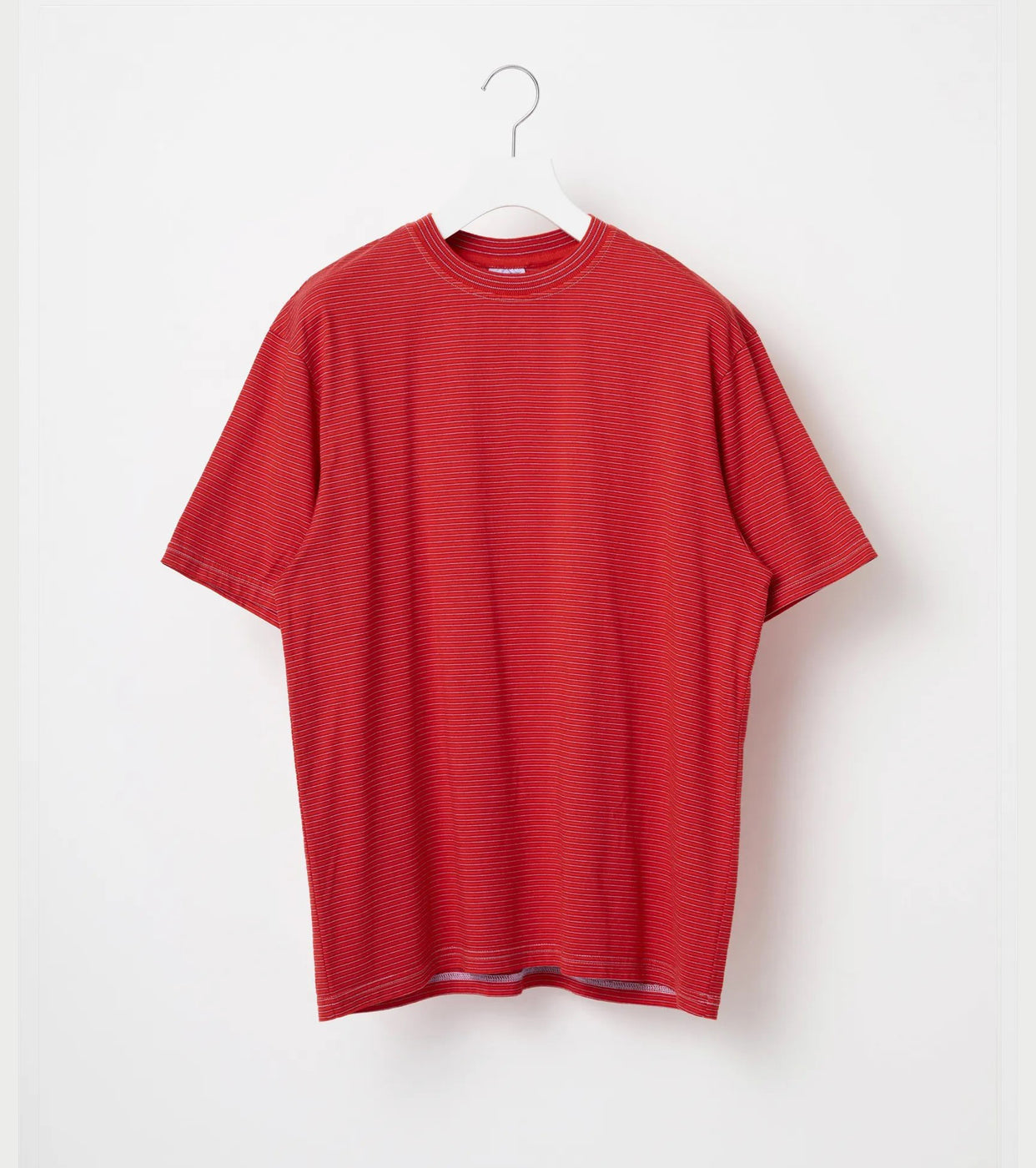 Yonetomi  ガーメント ダイ ボーダーTシャツ , Red × Sax