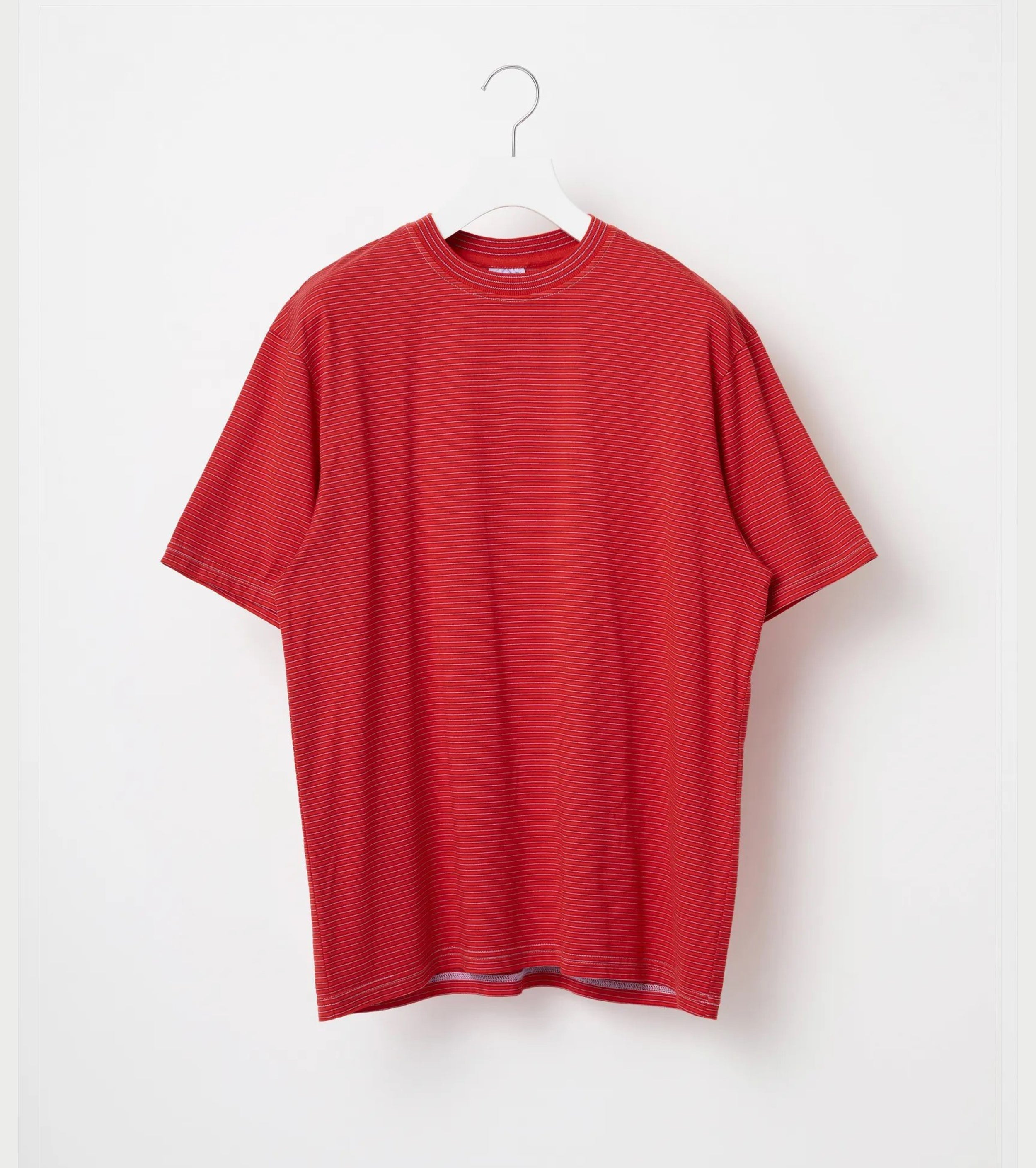 Yonetomi  ガーメント ダイ ボーダーTシャツ , Red × Sax