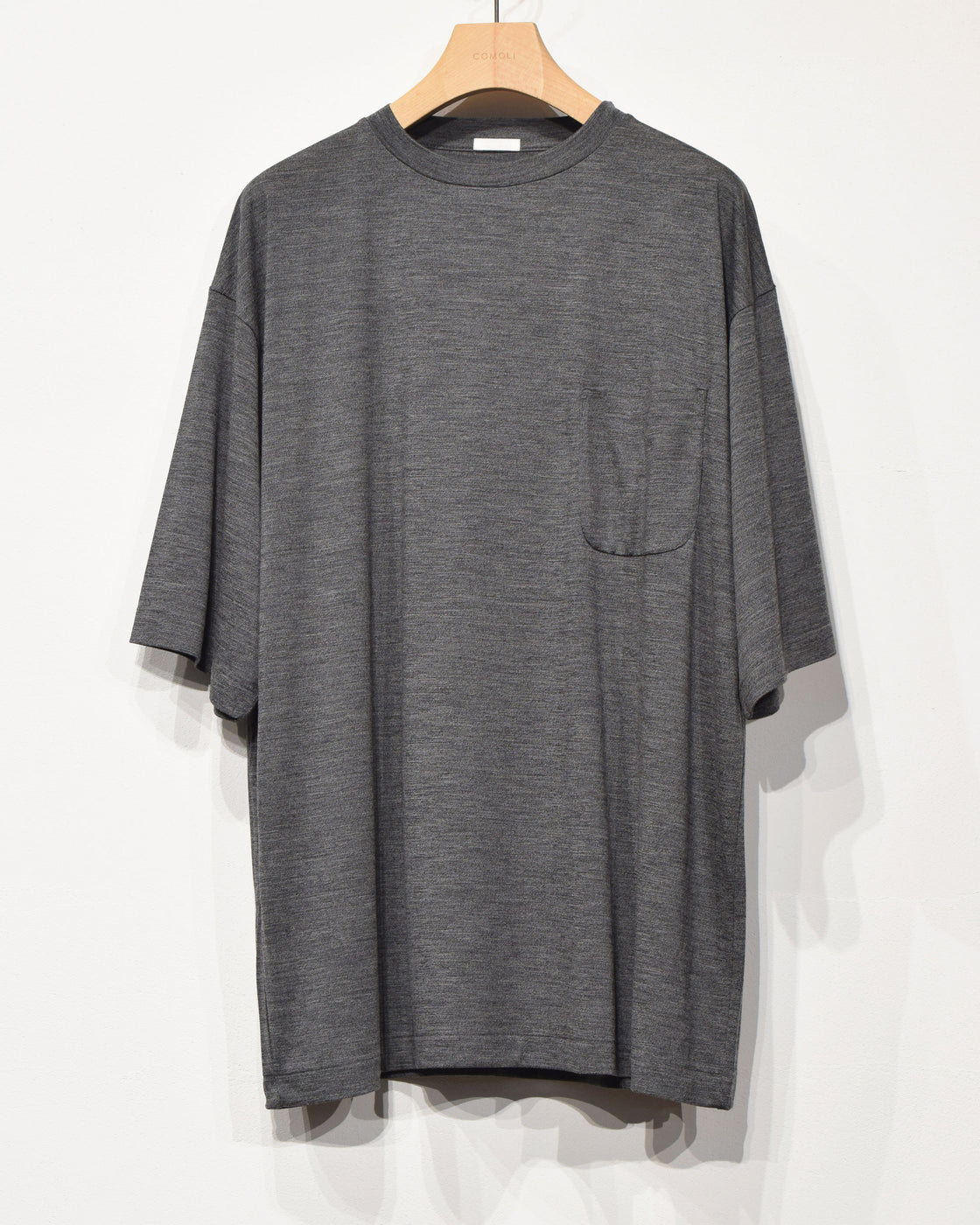 サマーウール天竺 Tシャツ , Grey – Navyblue