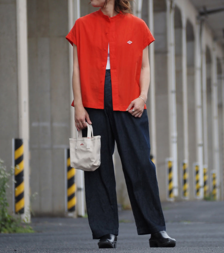 【DANTON 】ノーカラーシャツ ネイビー サイズ44 DANTON BAND COLLAR SHIRTS LONG-SLEEVE[DM46-DT-B0291]｜URBAN