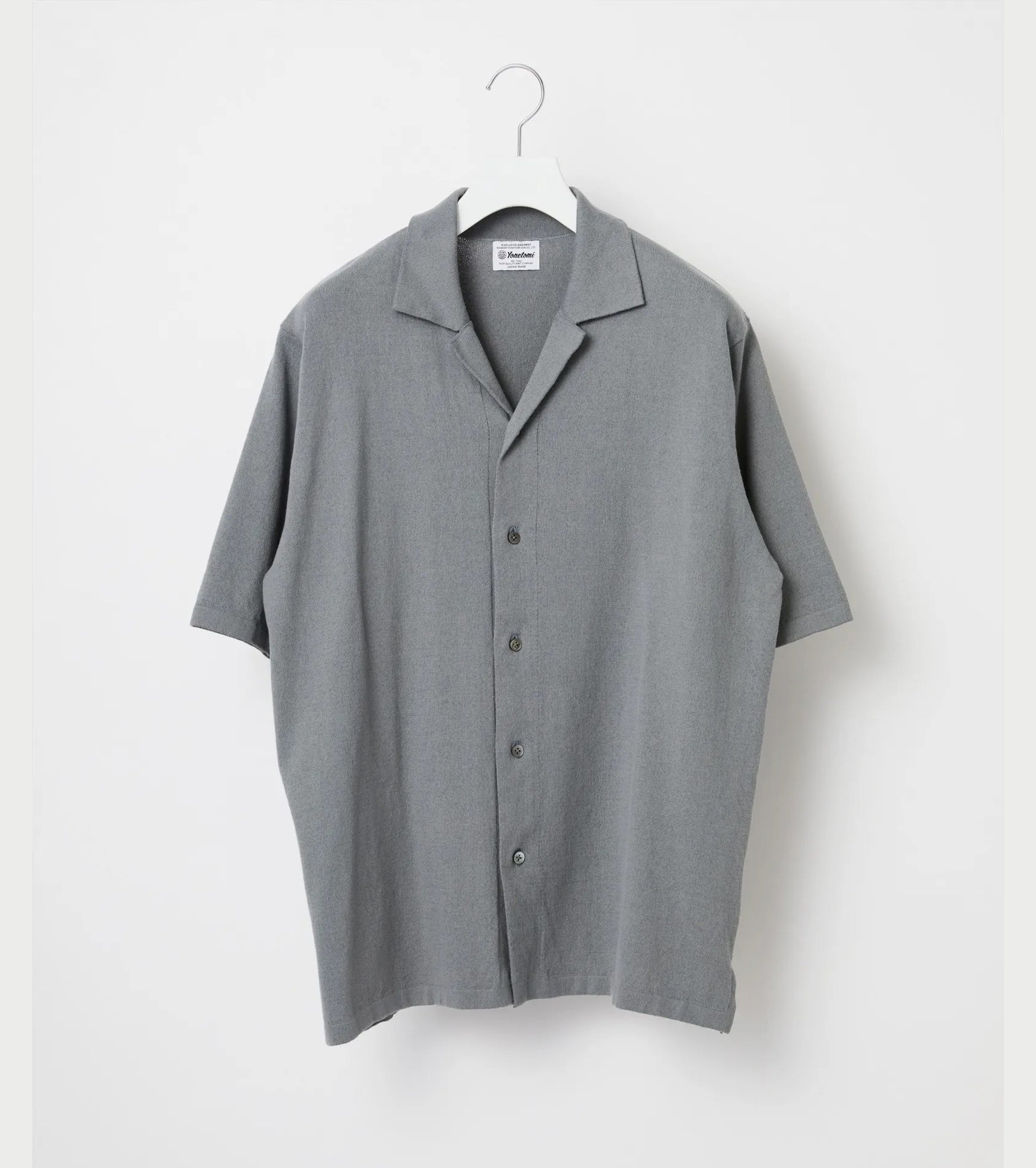 Yonetomi LIGHT WAVE COTTON KNIT SHIRT , Gray