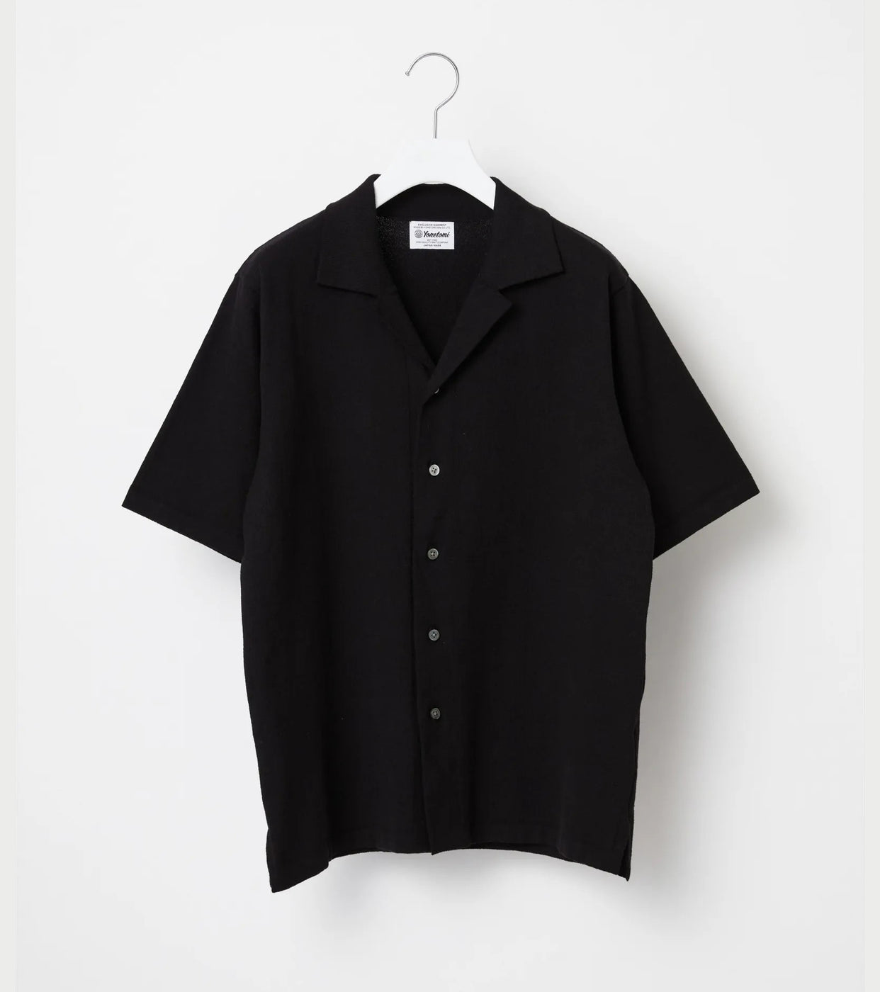 Yonetomi ライト ウェーブ コットン ニット シャツ , Black