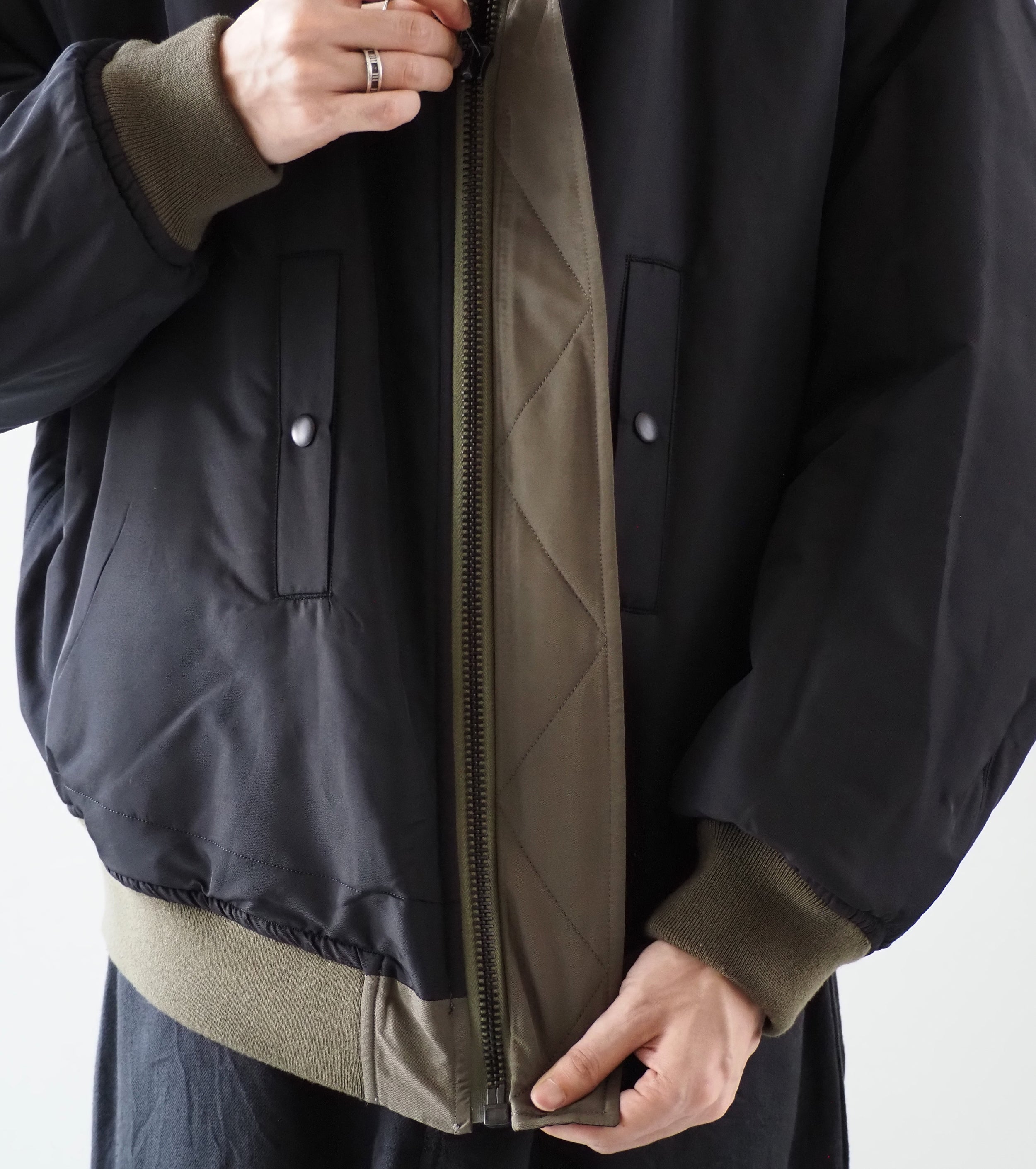 blurhms ポリシルク ツイル モディファイド MA-1 , Khaki
