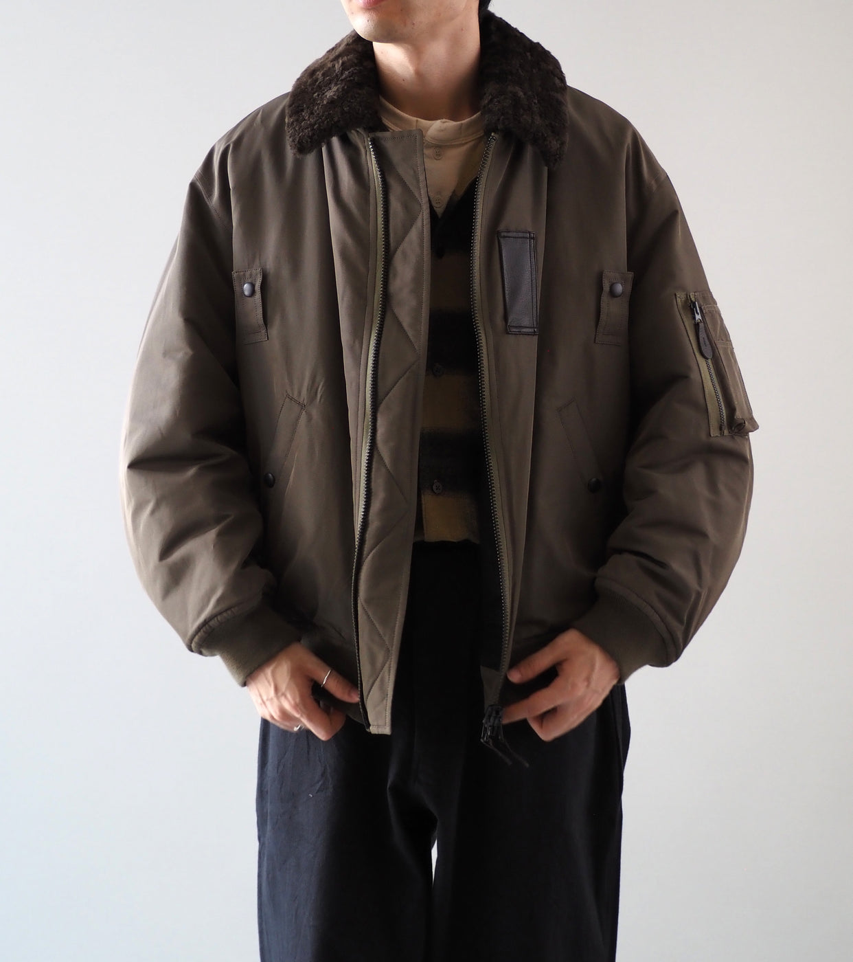 blurhms ポリシルク ツイル モディファイド MA-1 , Khaki