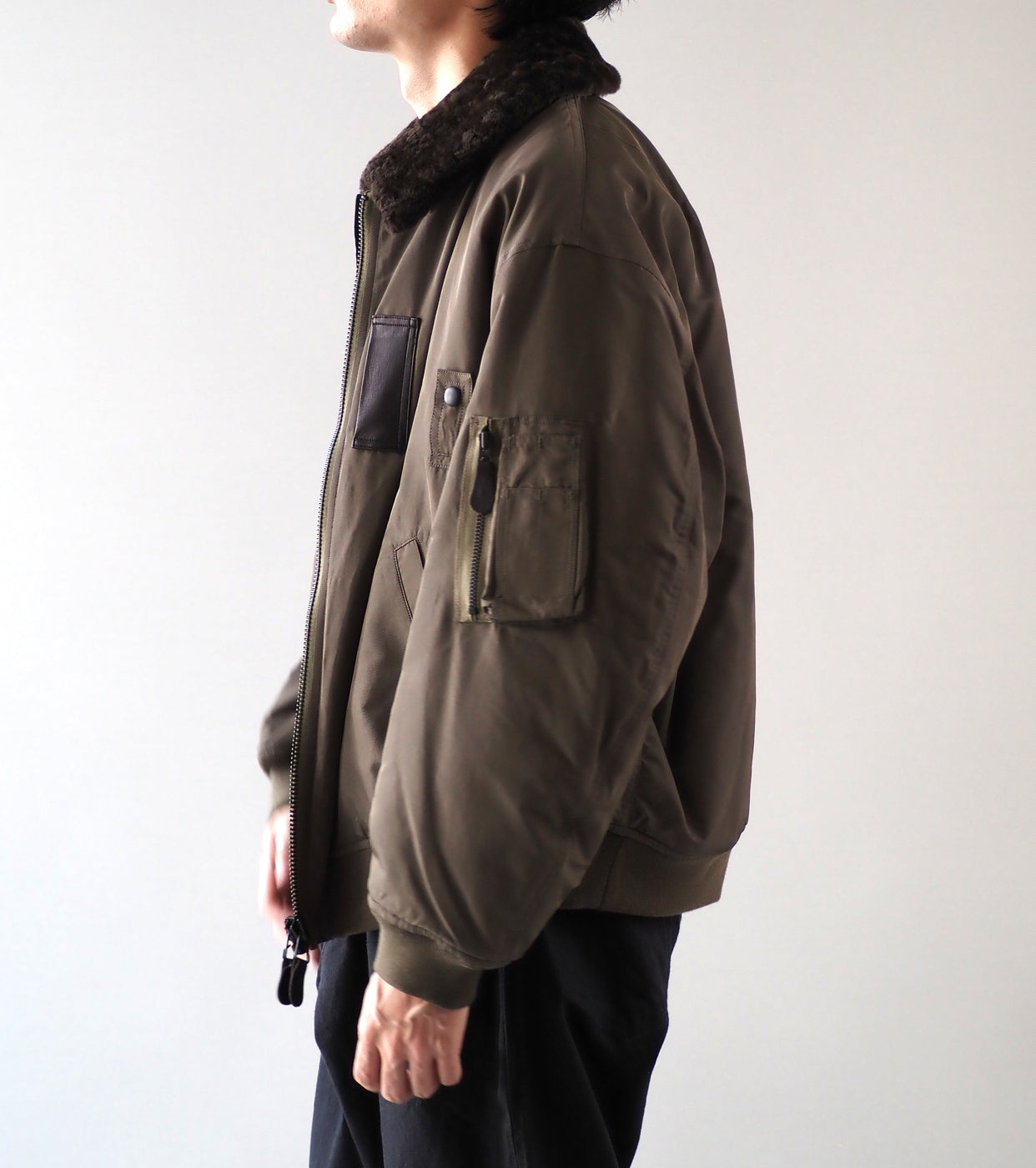 blurhms ポリシルク ツイル モディファイド MA-1 , Khaki