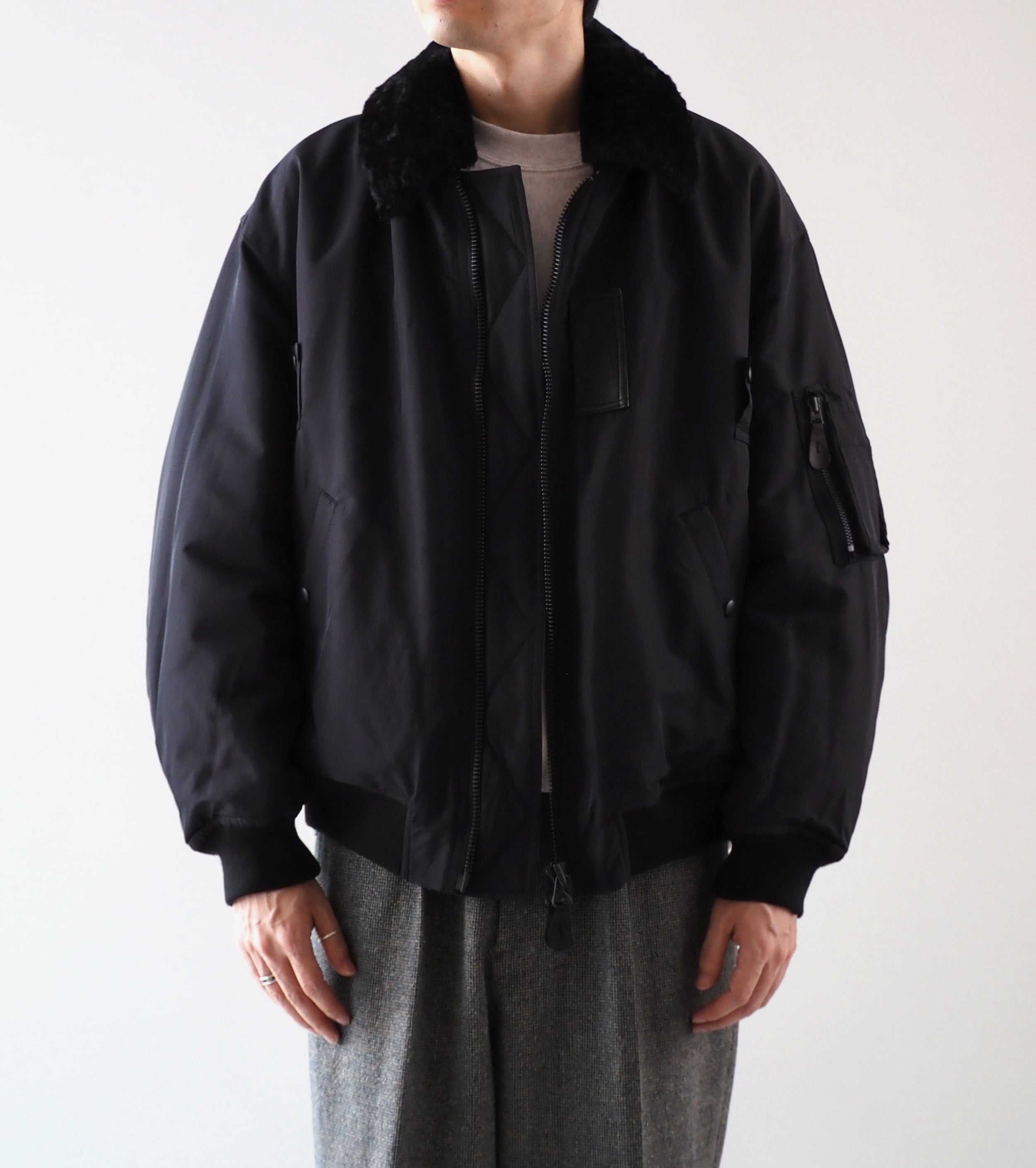 blurhms ポリシルク ツイル モディファイド MA-1 , Black