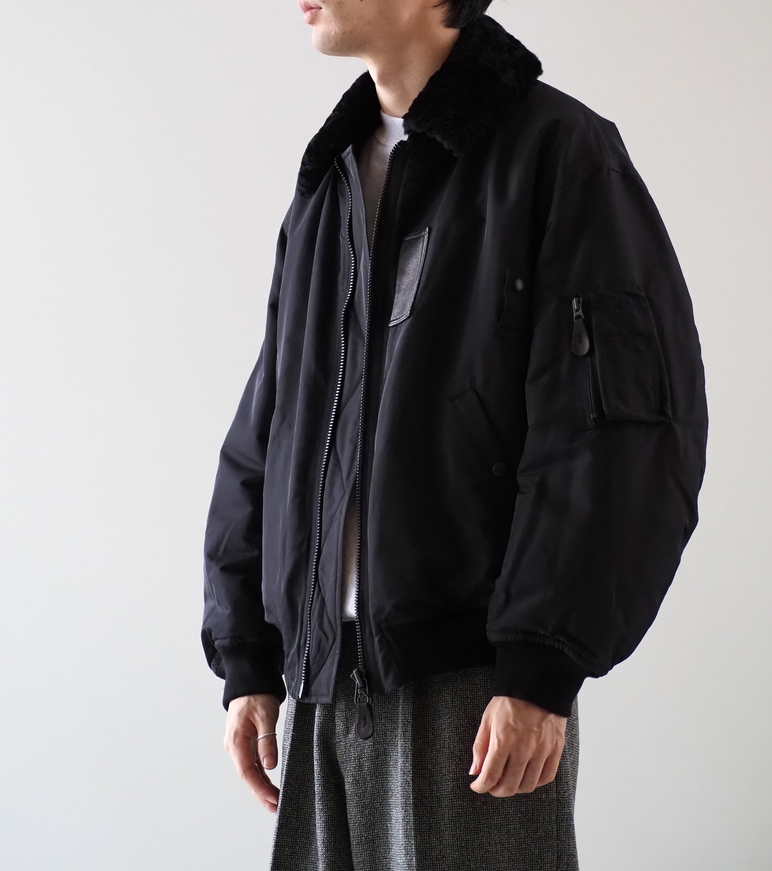 blurhms ポリシルク ツイル モディファイド MA-1 , Black